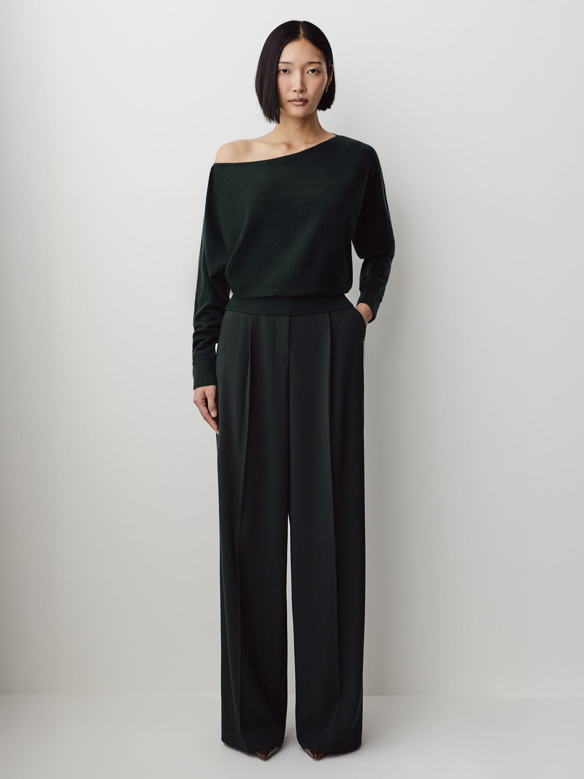 Long-Sleeve Off-the-Shoulder Merino-Wool Sweater