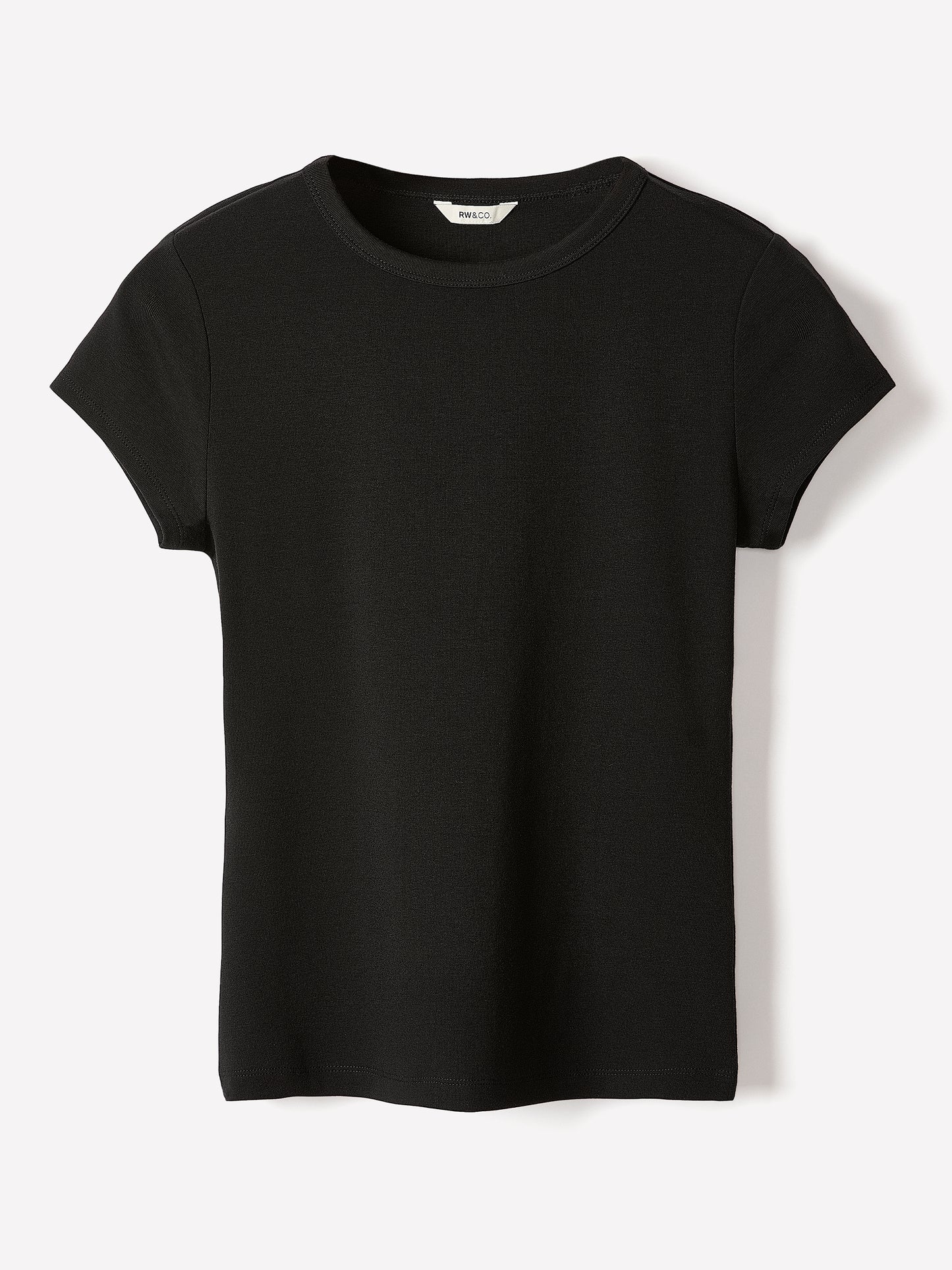 Short-Sleeve Crew-Neck Ribbed Basic Tee