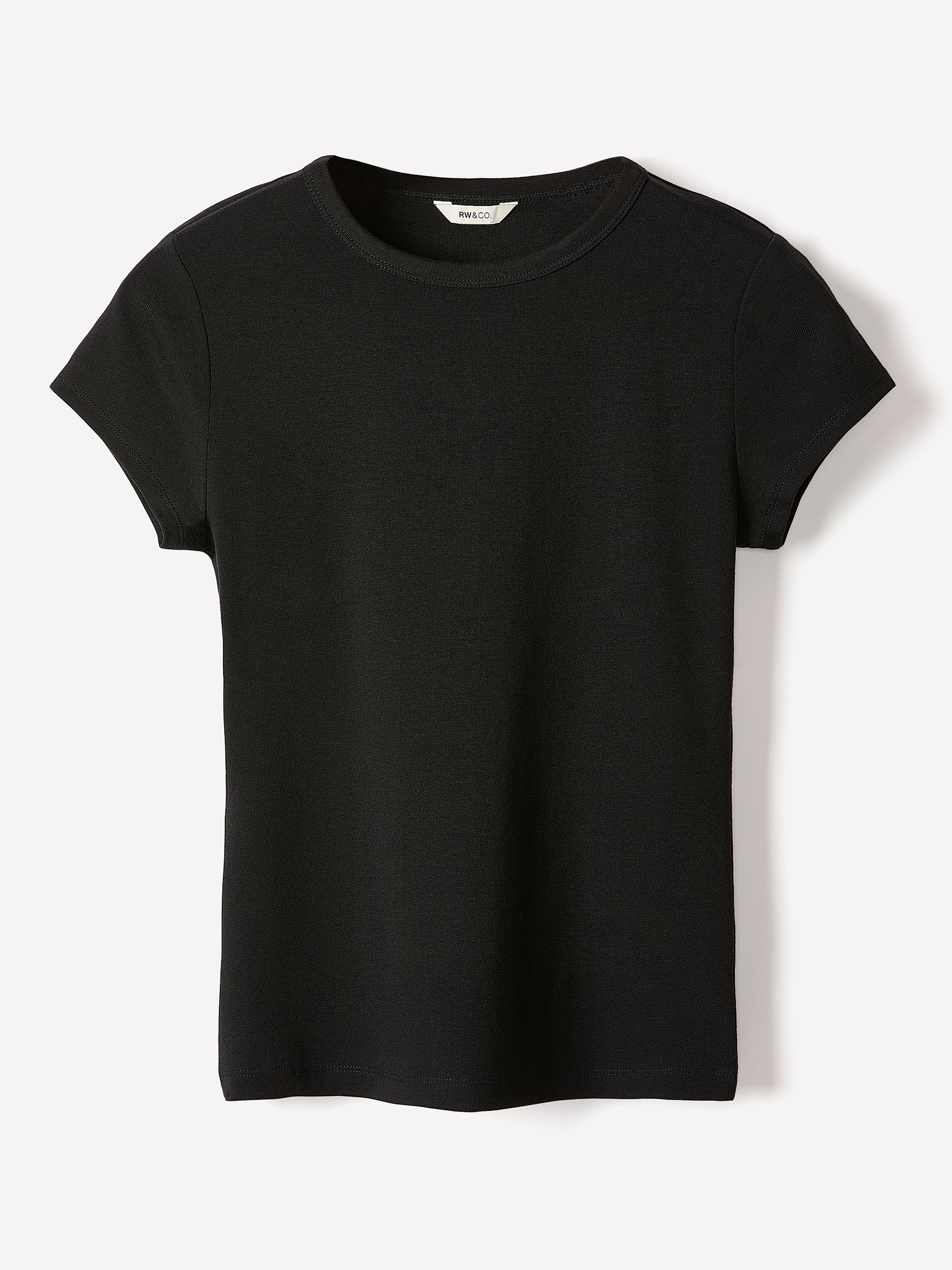 Short-Sleeve Crew-Neck Ribbed Basic Tee