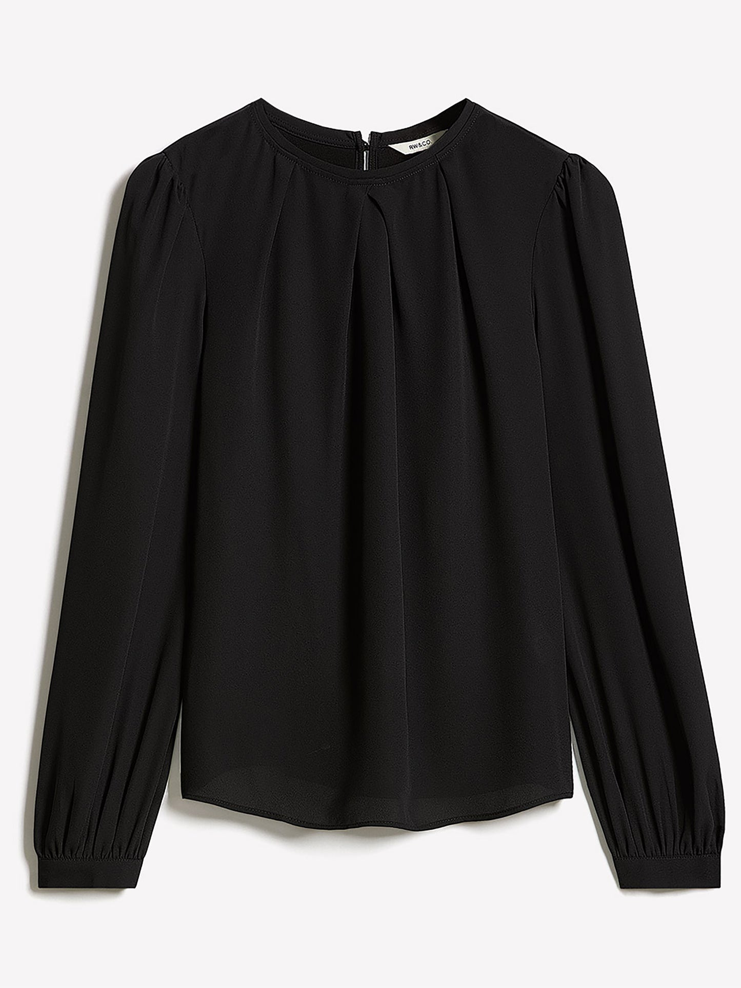Long-Sleeve Crew-Neck Mix-Media Blouse