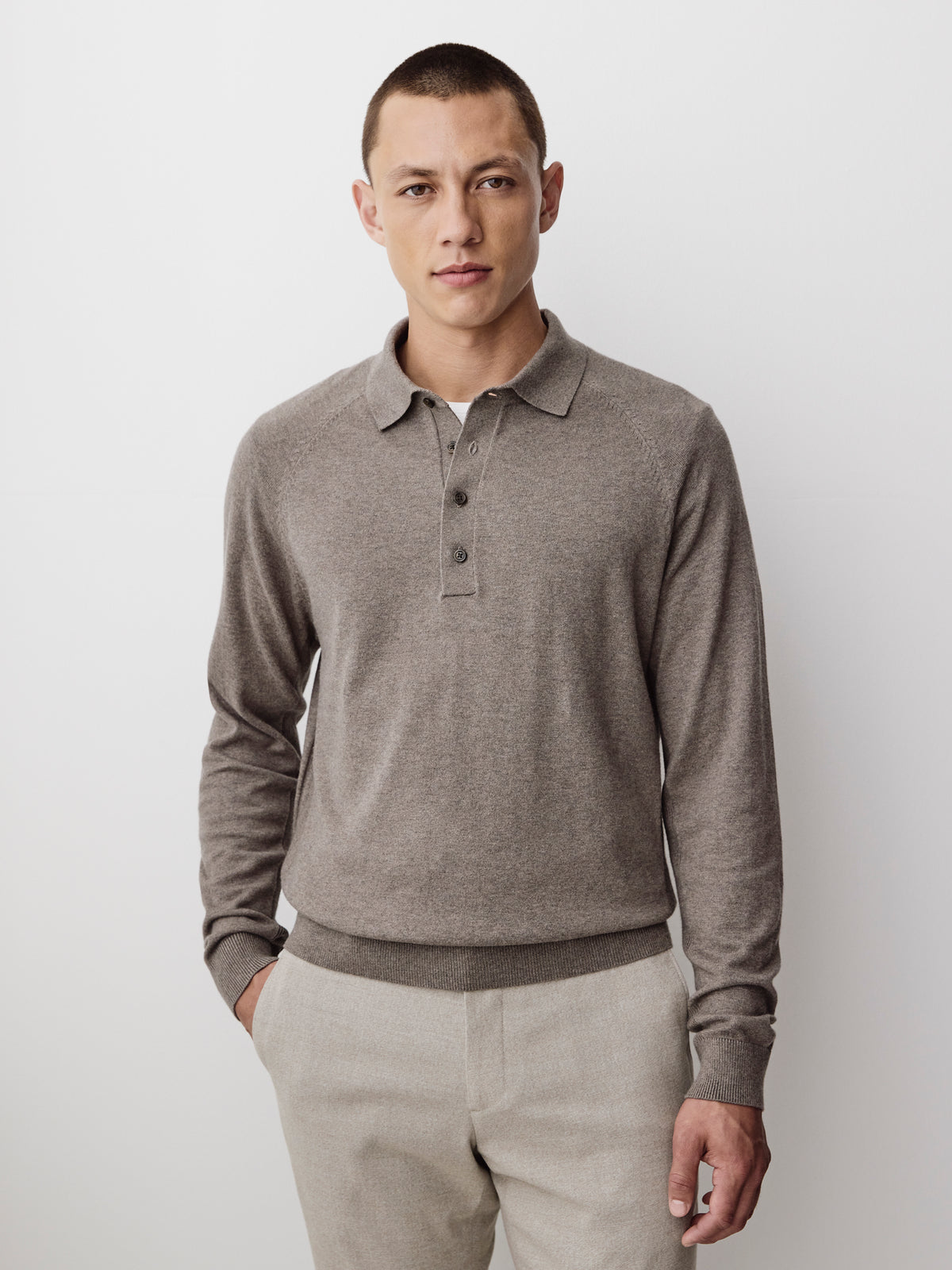 Long-Sleeve Polo Sweater