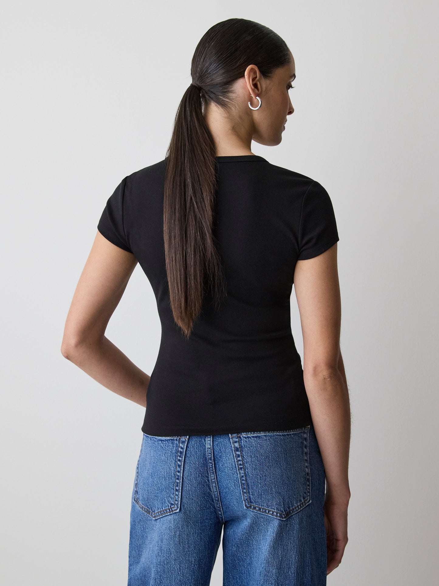 Short-Sleeve Crew-Neck Ribbed Basic Tee