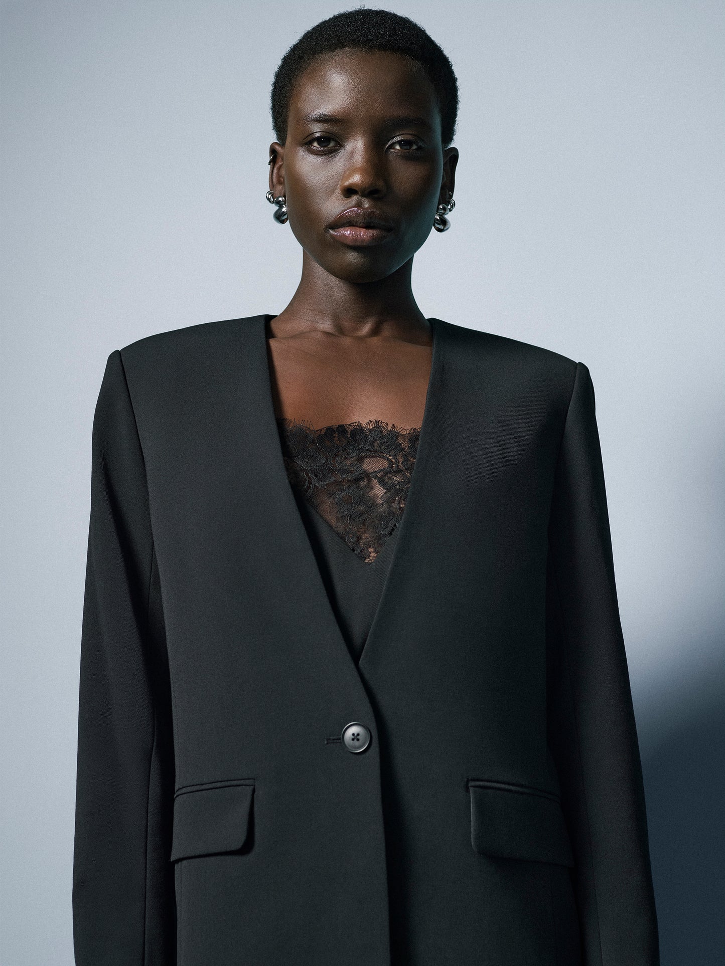Relaxed-Fit Collarless Blazer