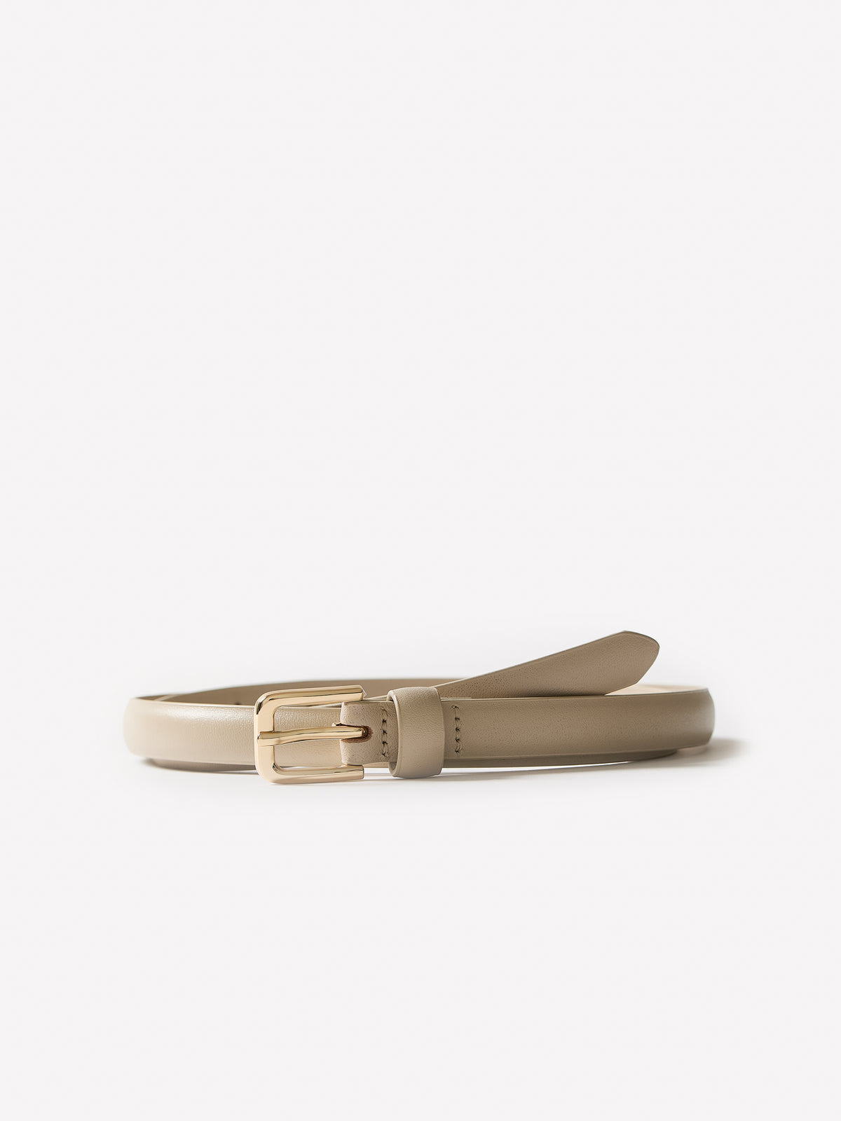 Slim Leather Belt with Square Buckle