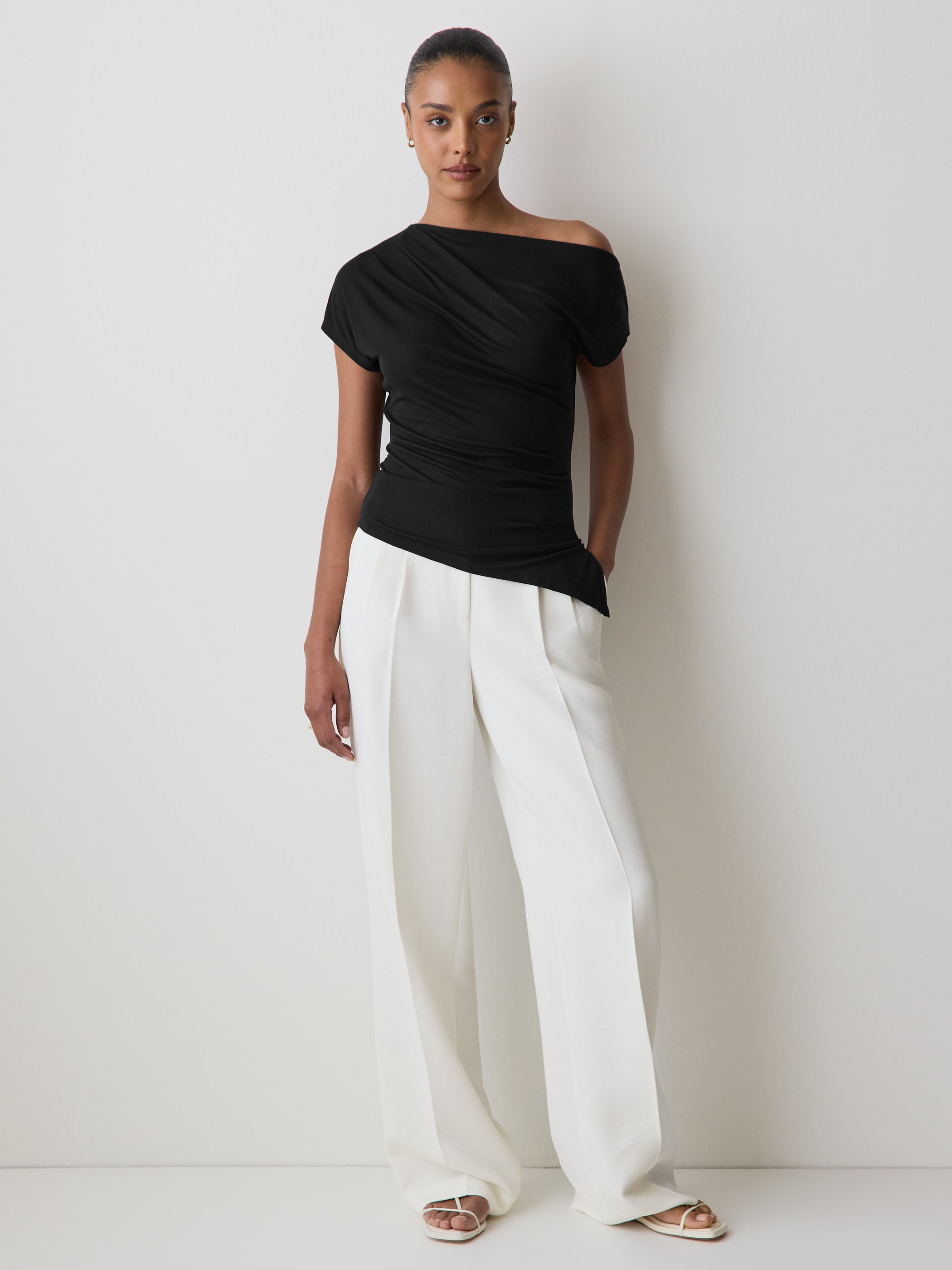 Off-Shoulder Knit Top in Silk Jersey