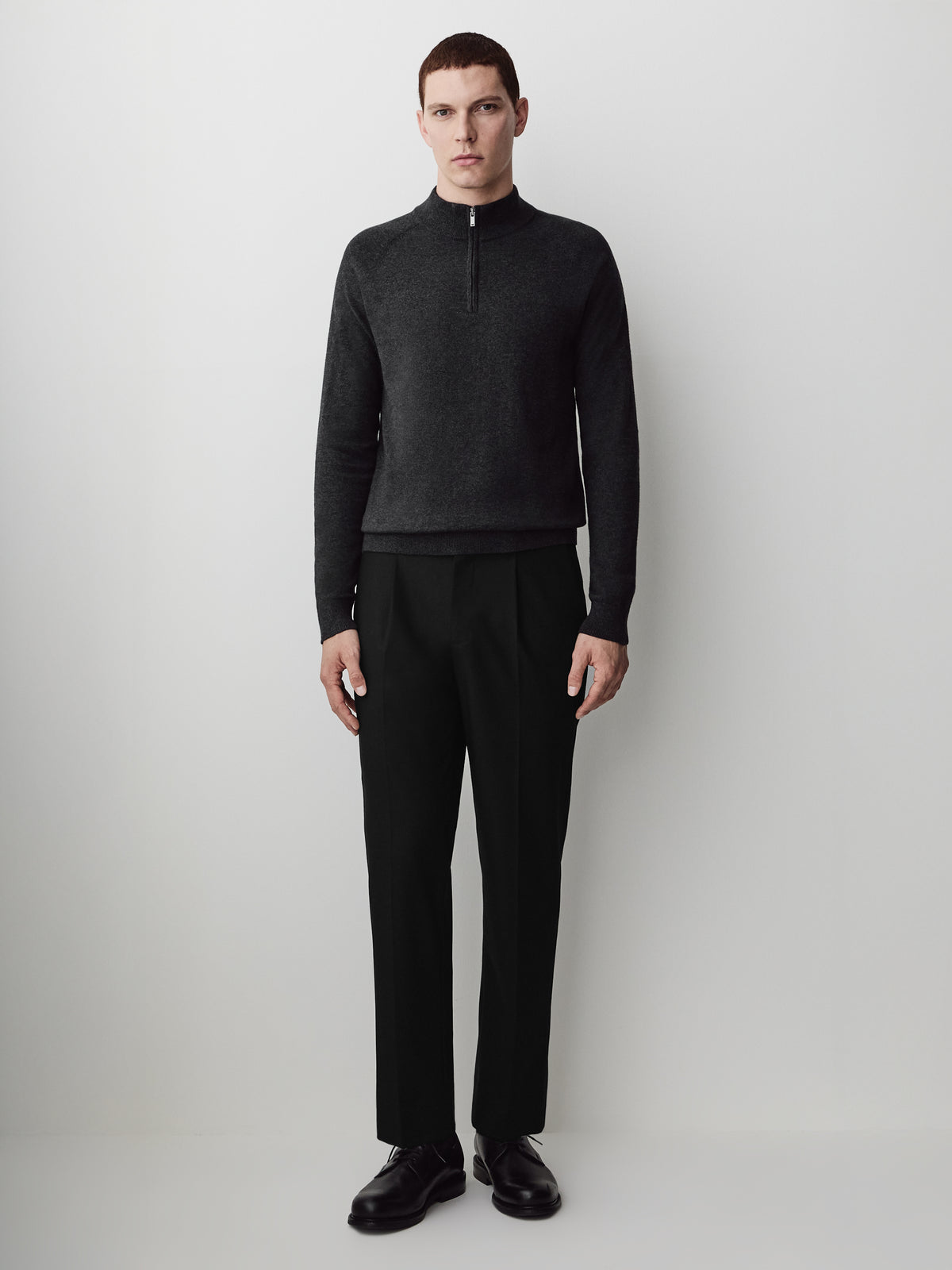 Long-Sleeve Half-Zip Mock-Neck Sweater