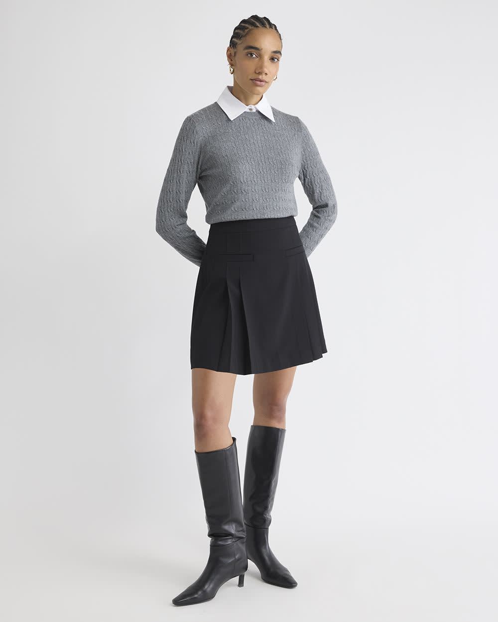 Ultra High-Rise Pleated Twill Mini Skirt