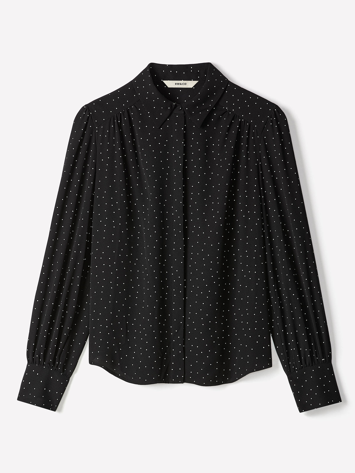 Silky Crepe Long-Sleeve Buttoned-Down Blouse