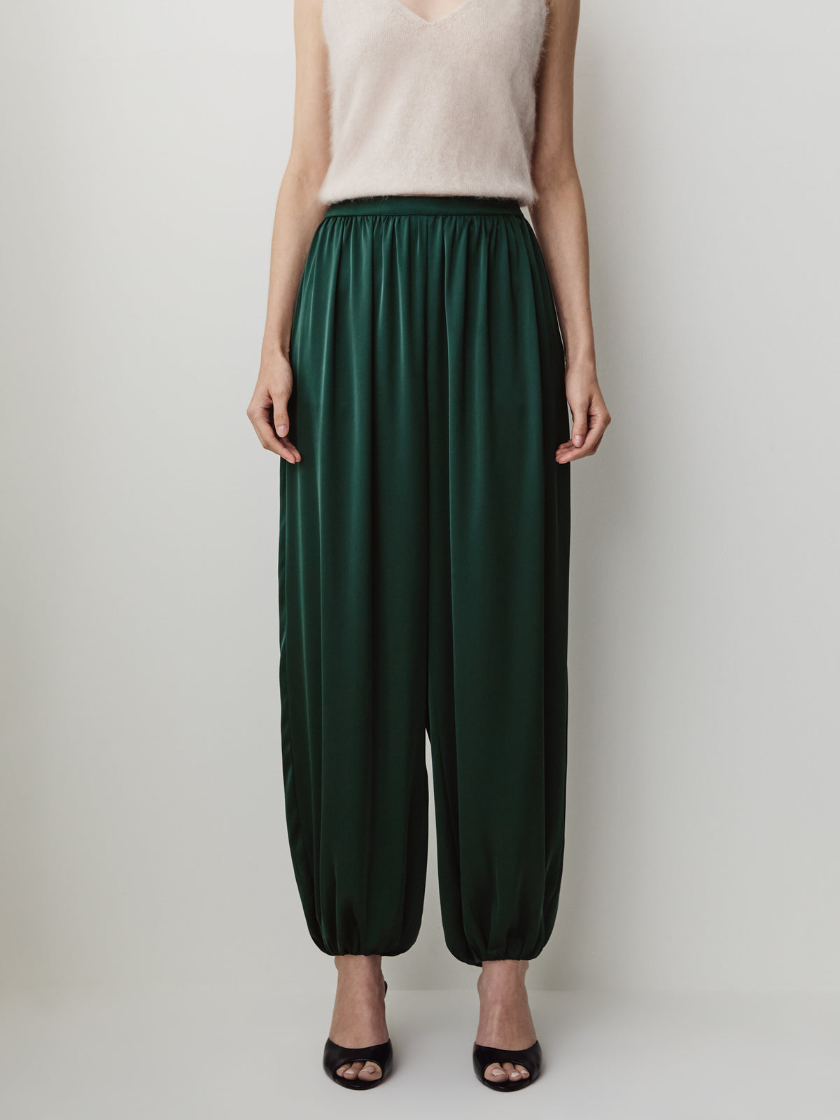 Satin High-Rise Balloon-Leg Pant