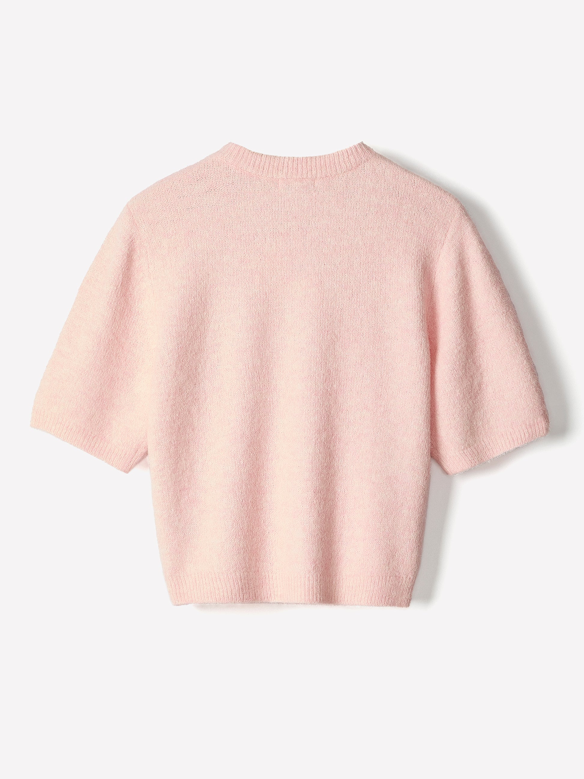 Knit Sweater Striped Hairy Short Sleeve