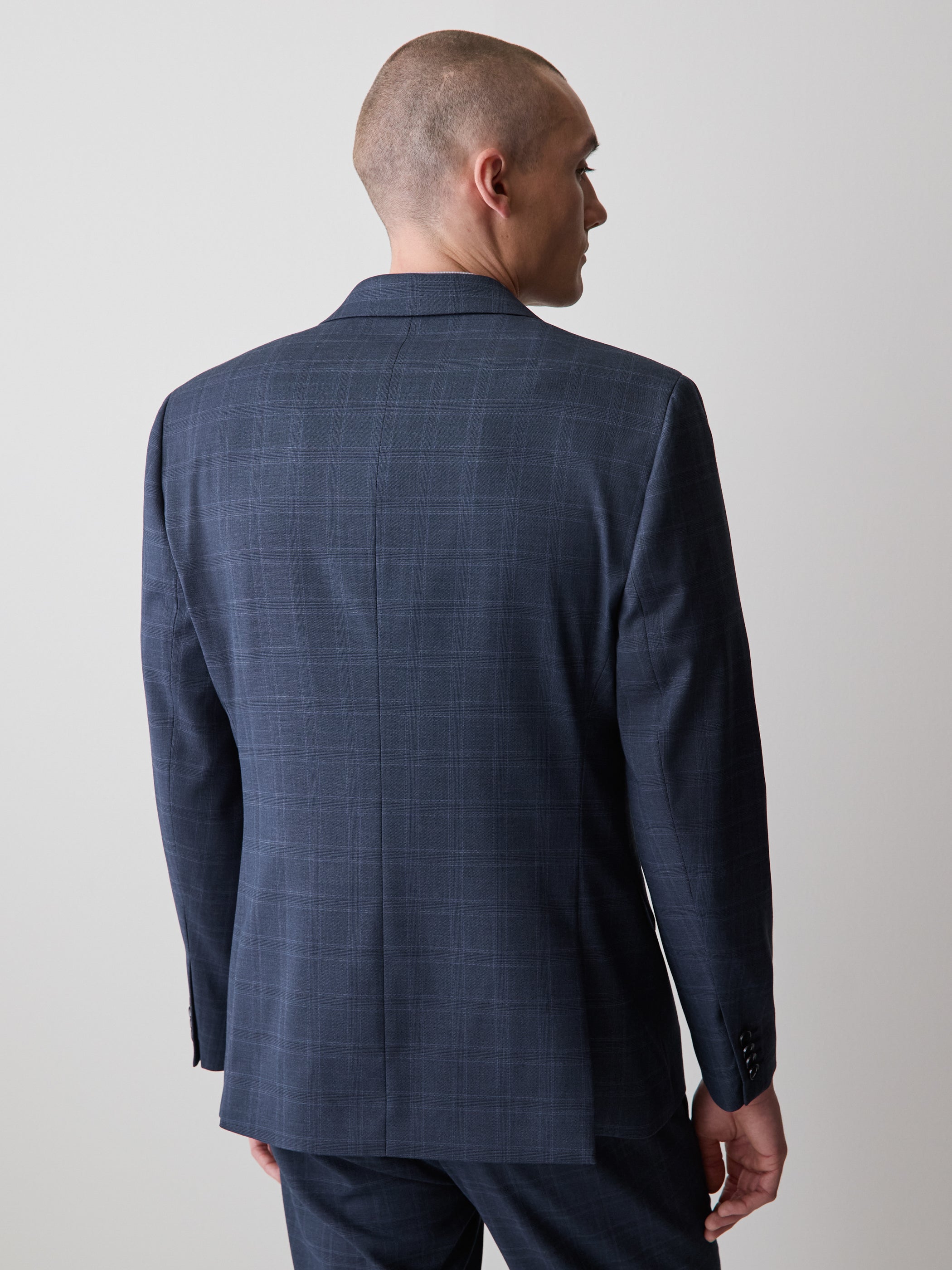 Slim Fit Blue Check Woven Blazer