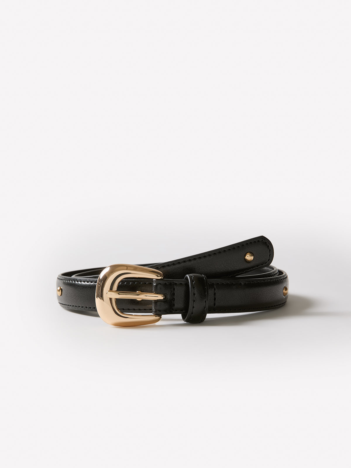 Skinny Leather Studded Belt