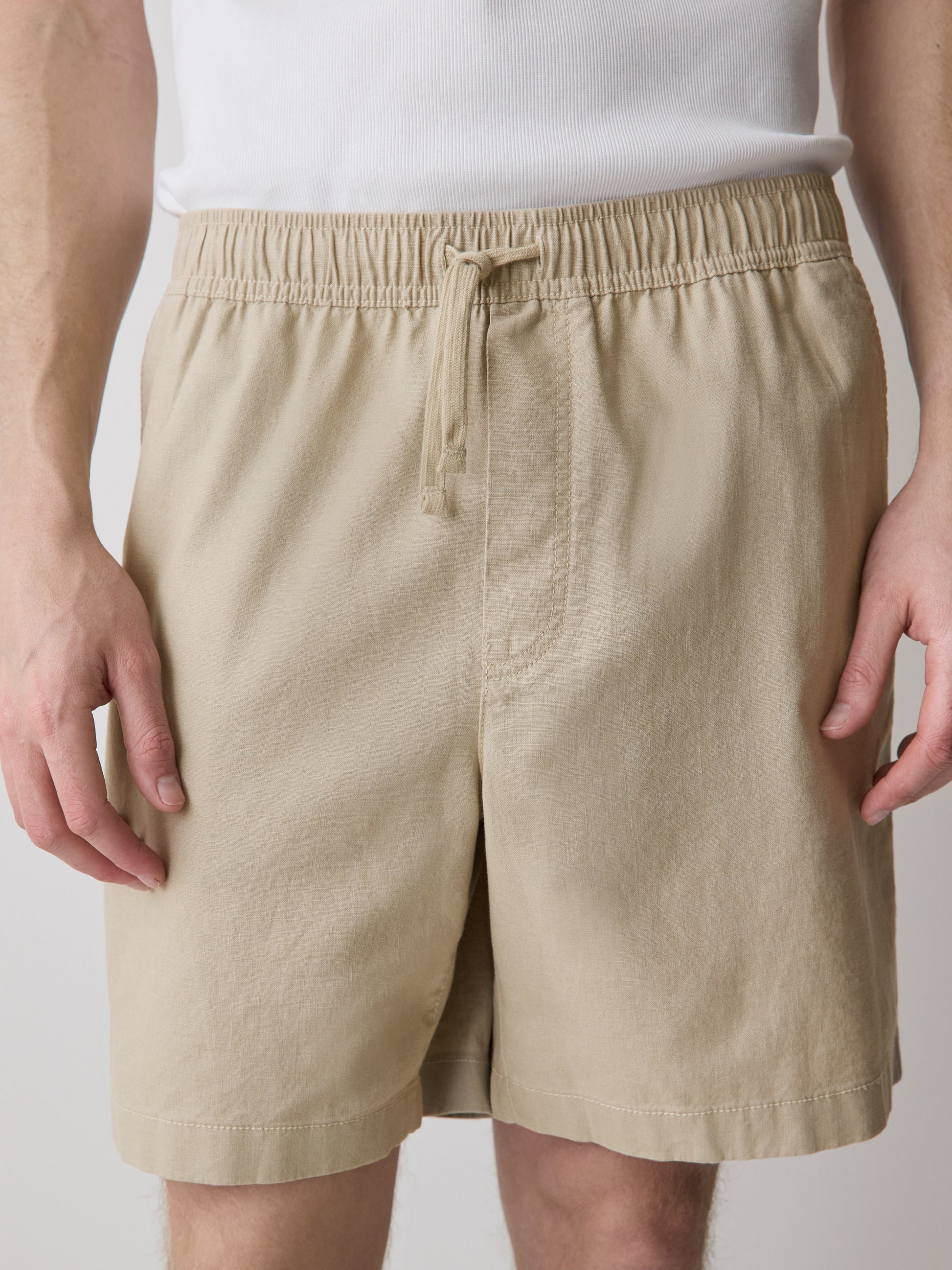 Linen-Blend Shorts with Elastic Waistband