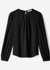 Woven Popover Blouse, Luxe Crepe, Long Sleeve