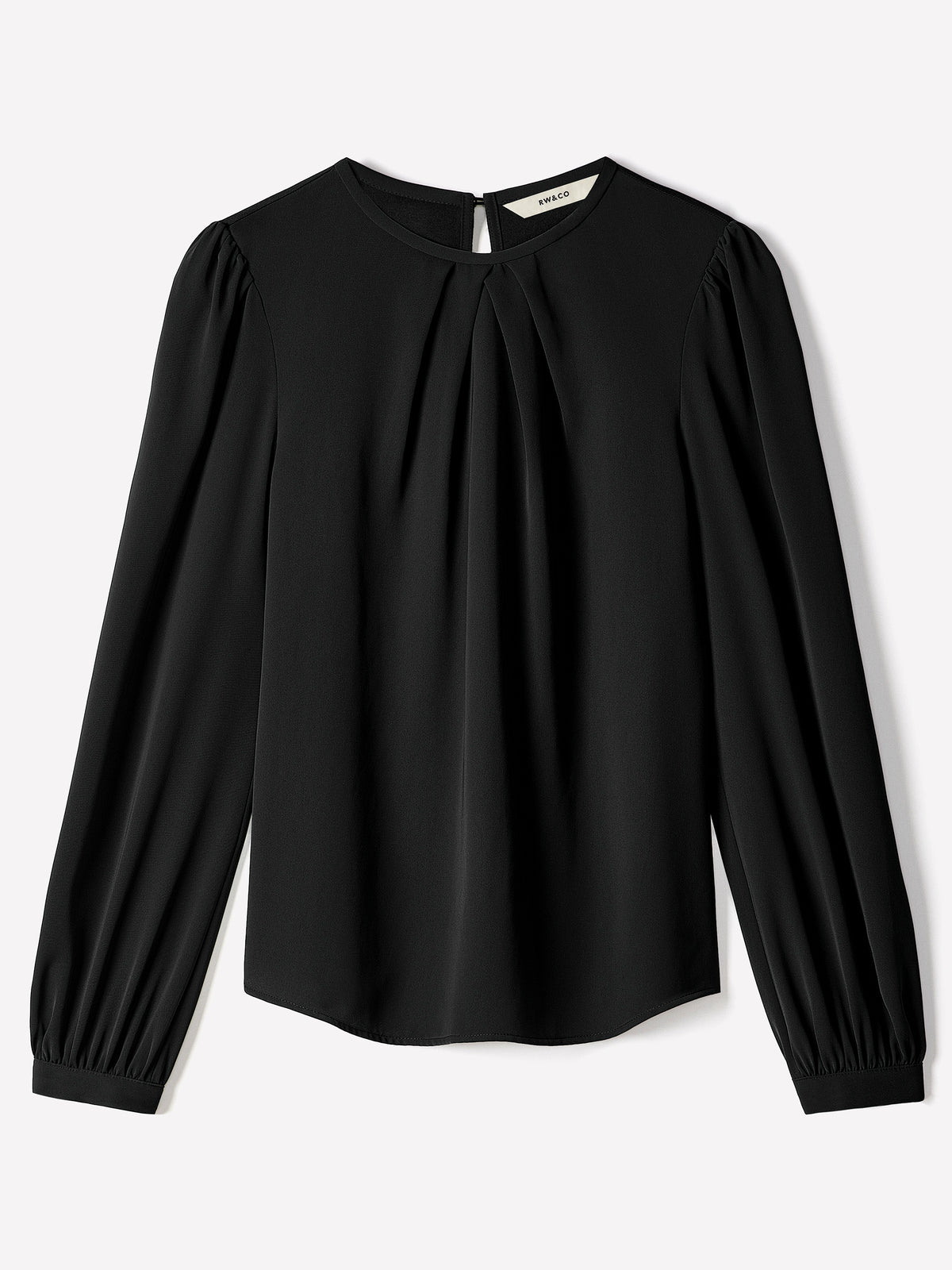 Woven Popover Blouse, Luxe Crepe, Long Sleeve