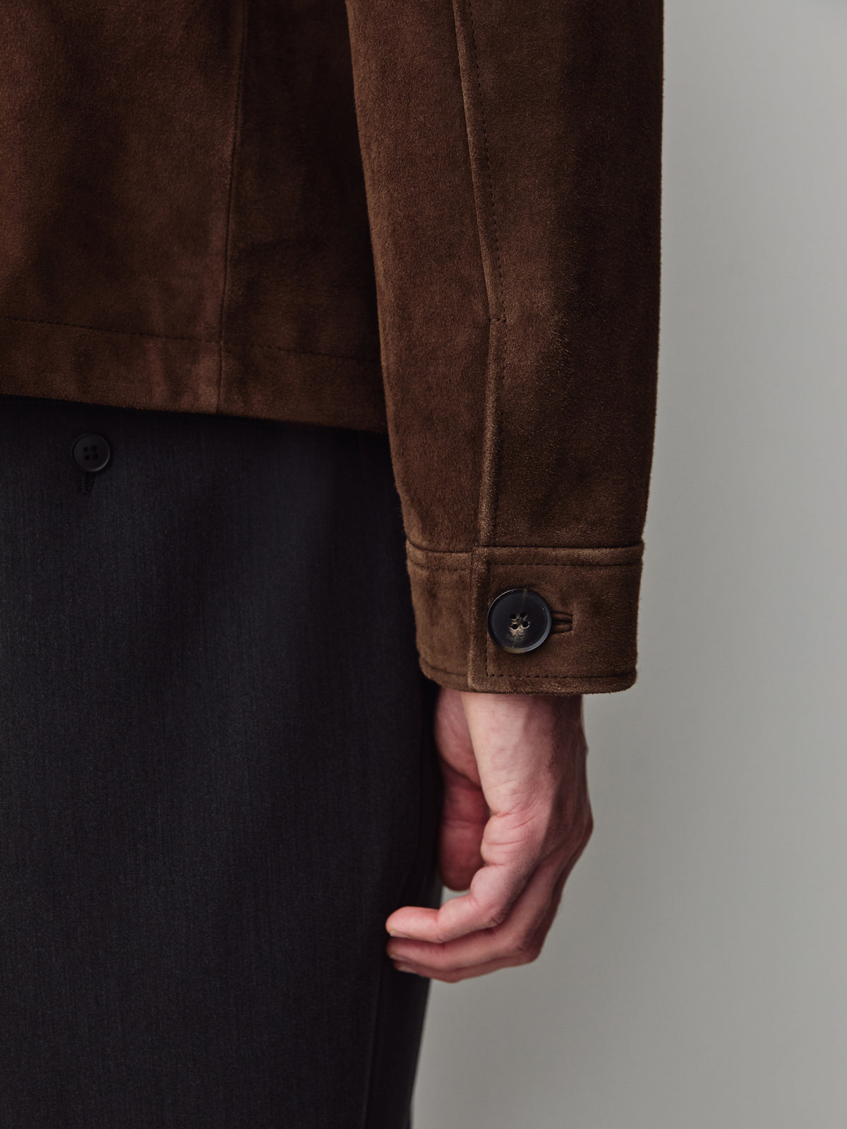 Suede Jacket with Shirt Collar