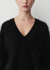 Long-Sleeve V-Neck Hairy Merino Sweater