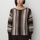 Boat Neck Mohair Blend Pullover with Stripes