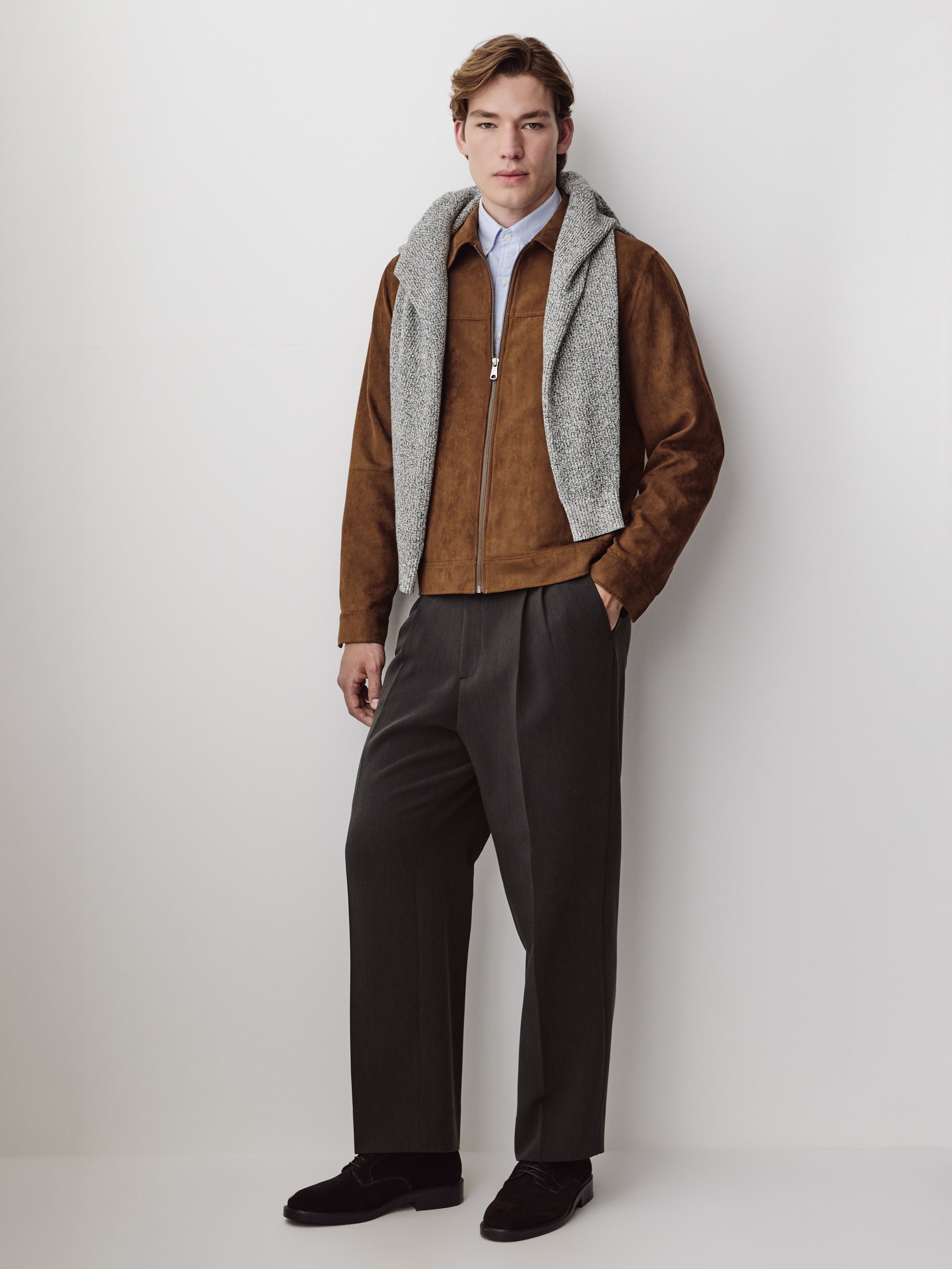 Woven Mens Jacket Faux Suede 100% Polyester