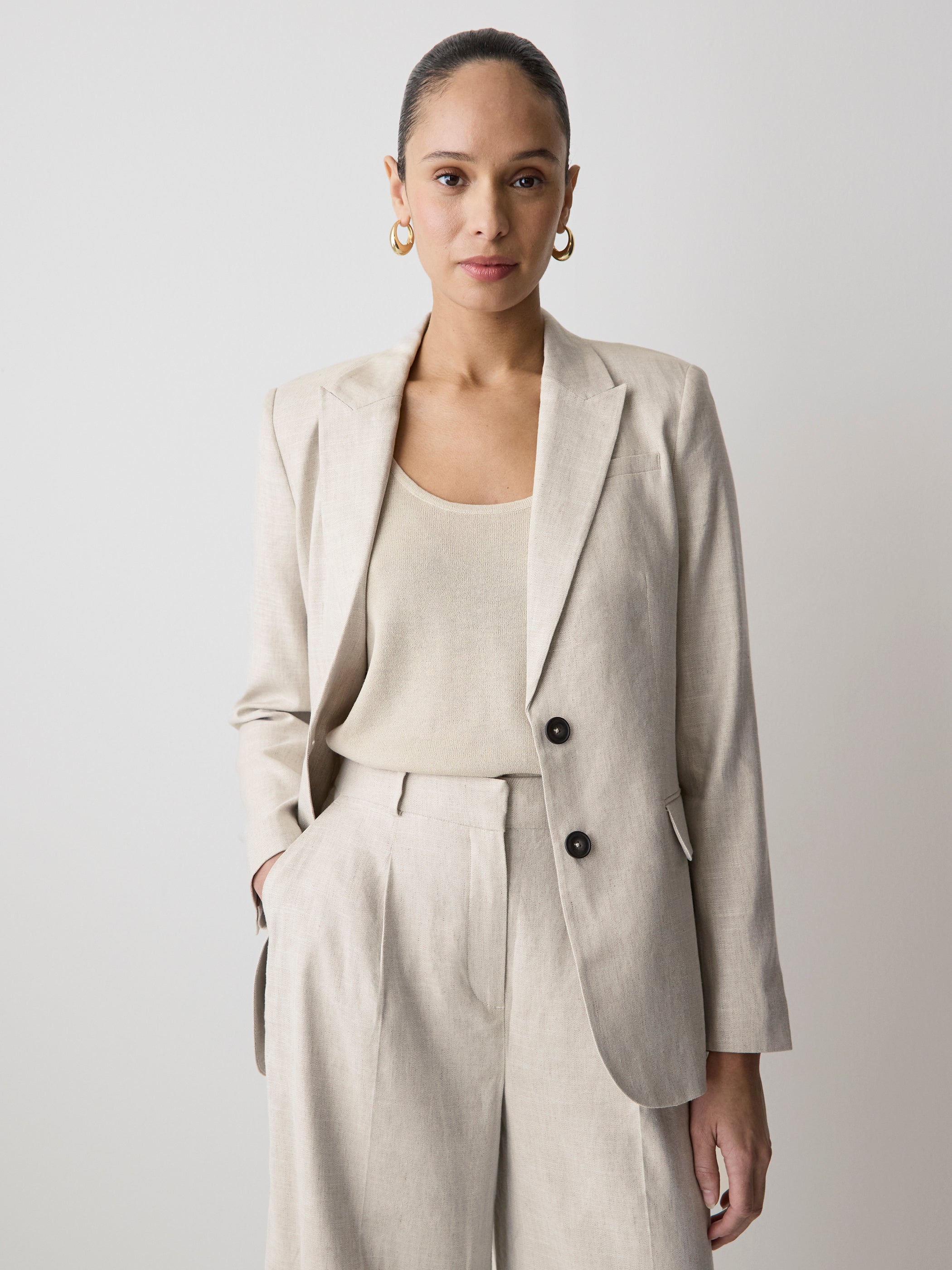 Linen-Blend Blazer
