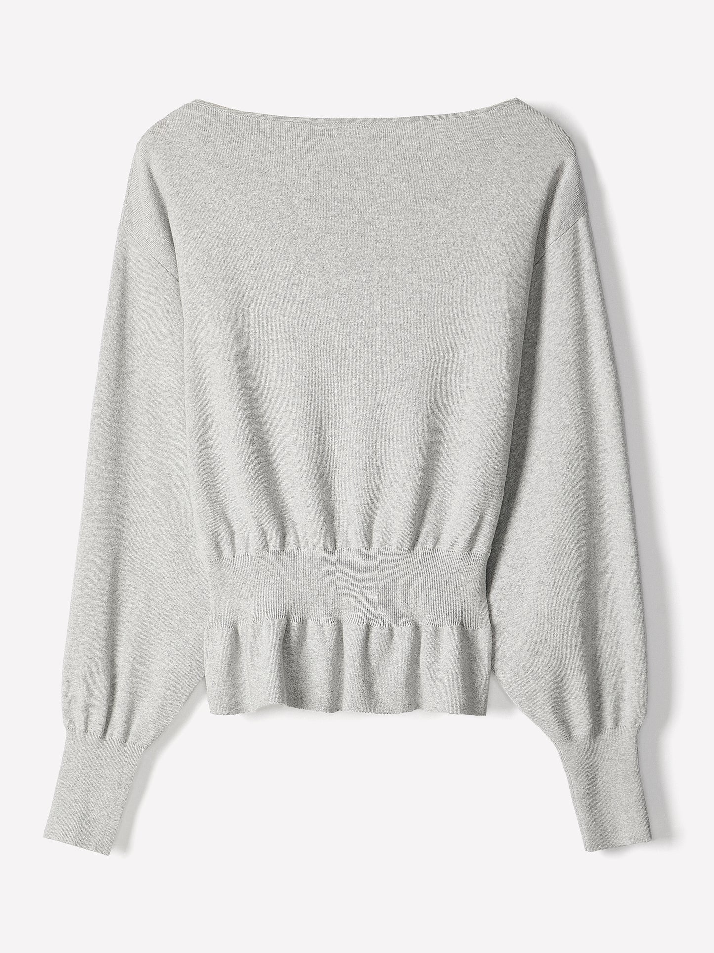 Ladies Knit Sweater Cinched Waist Boat Neck Cotton Blend