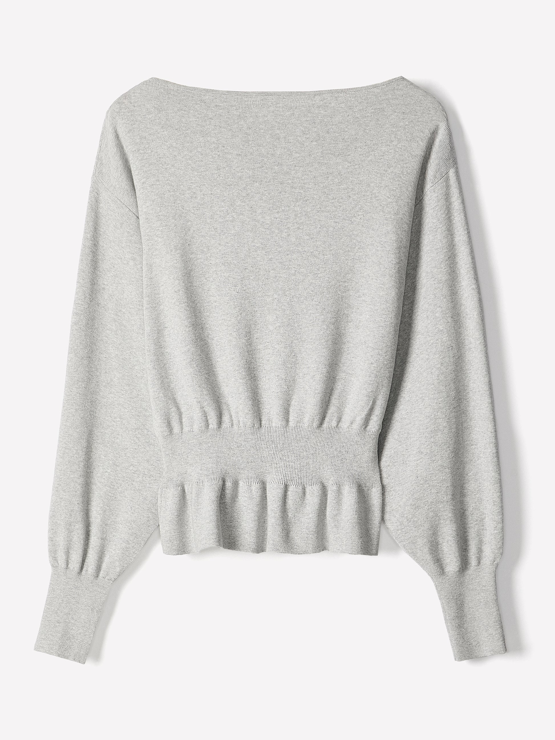 Ladies Knit Sweater Cinched Waist Boat Neck Cotton Blend