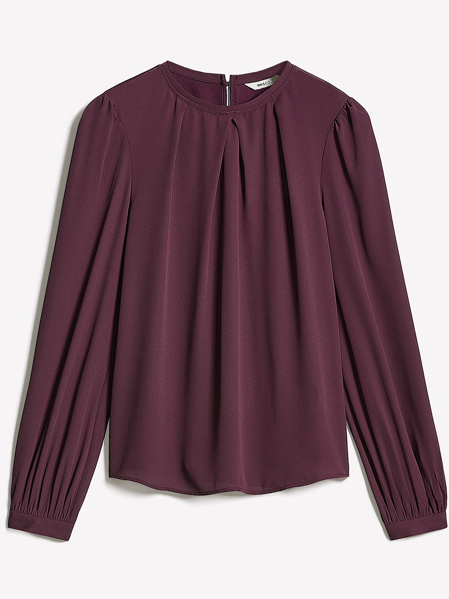 Long-Sleeve Crew-Neck Mix-Media Blouse