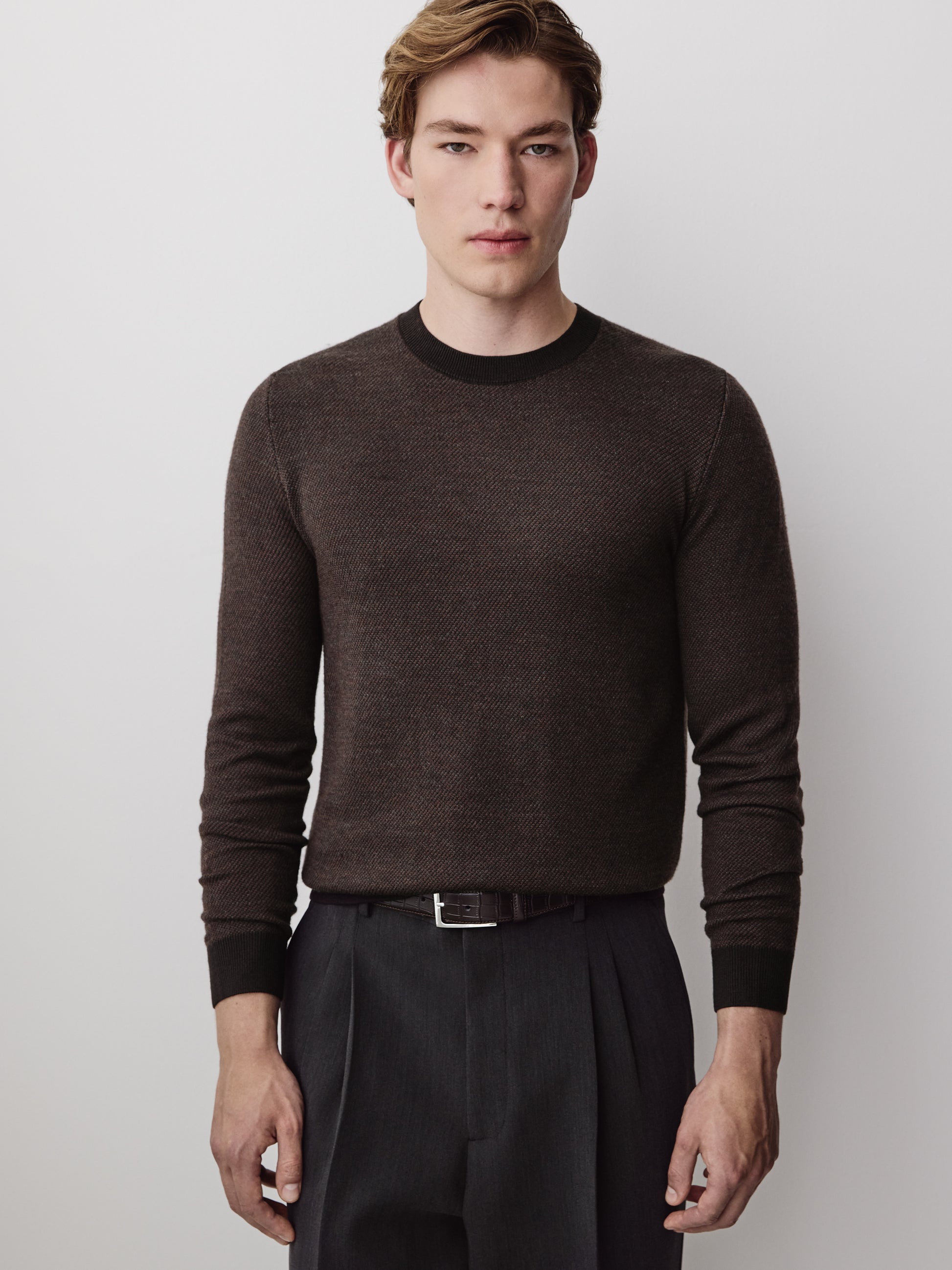 Mens Merino Wool Crewneck Sweater