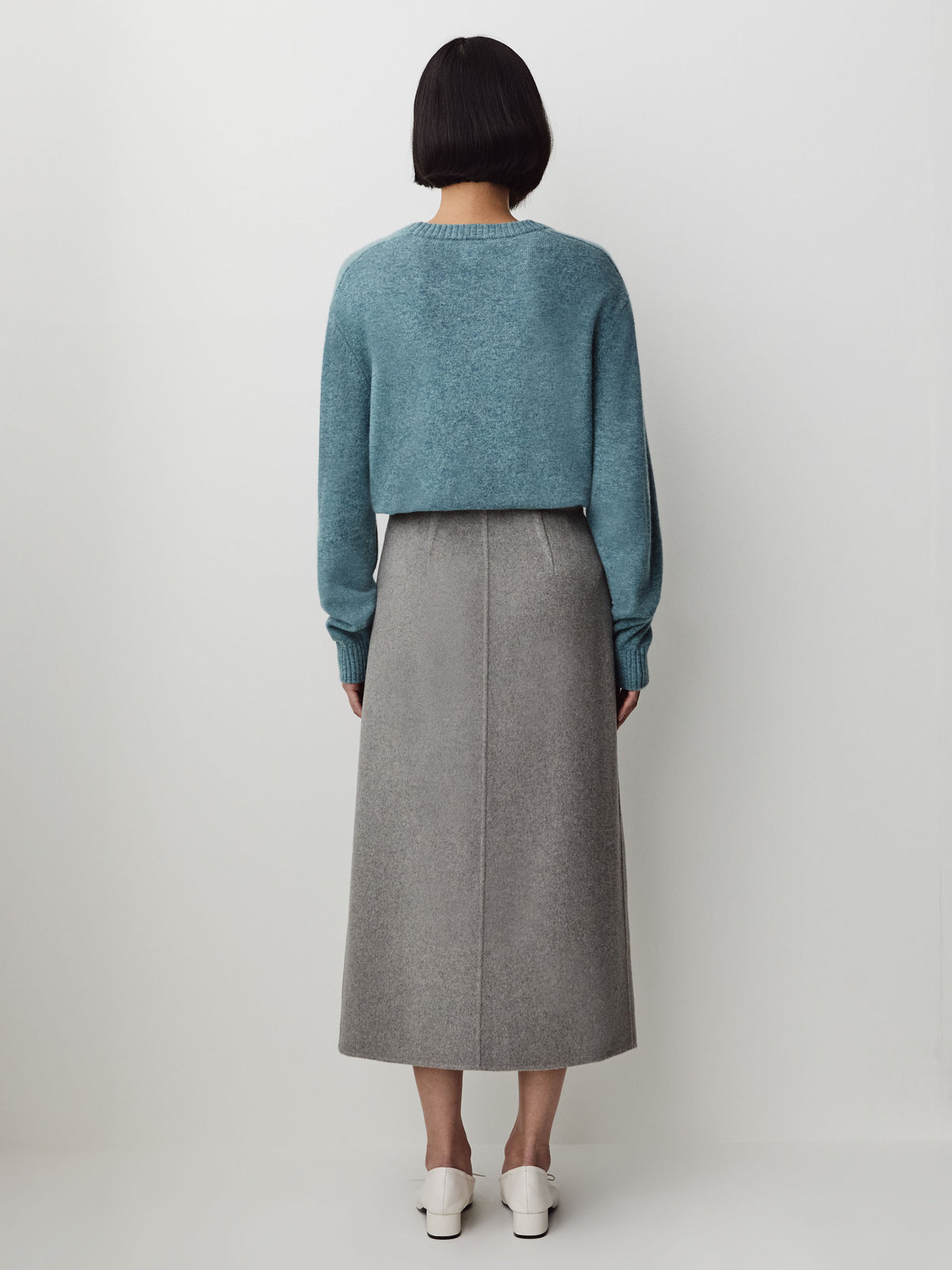 Wrap Midi Skirt Wool Blend