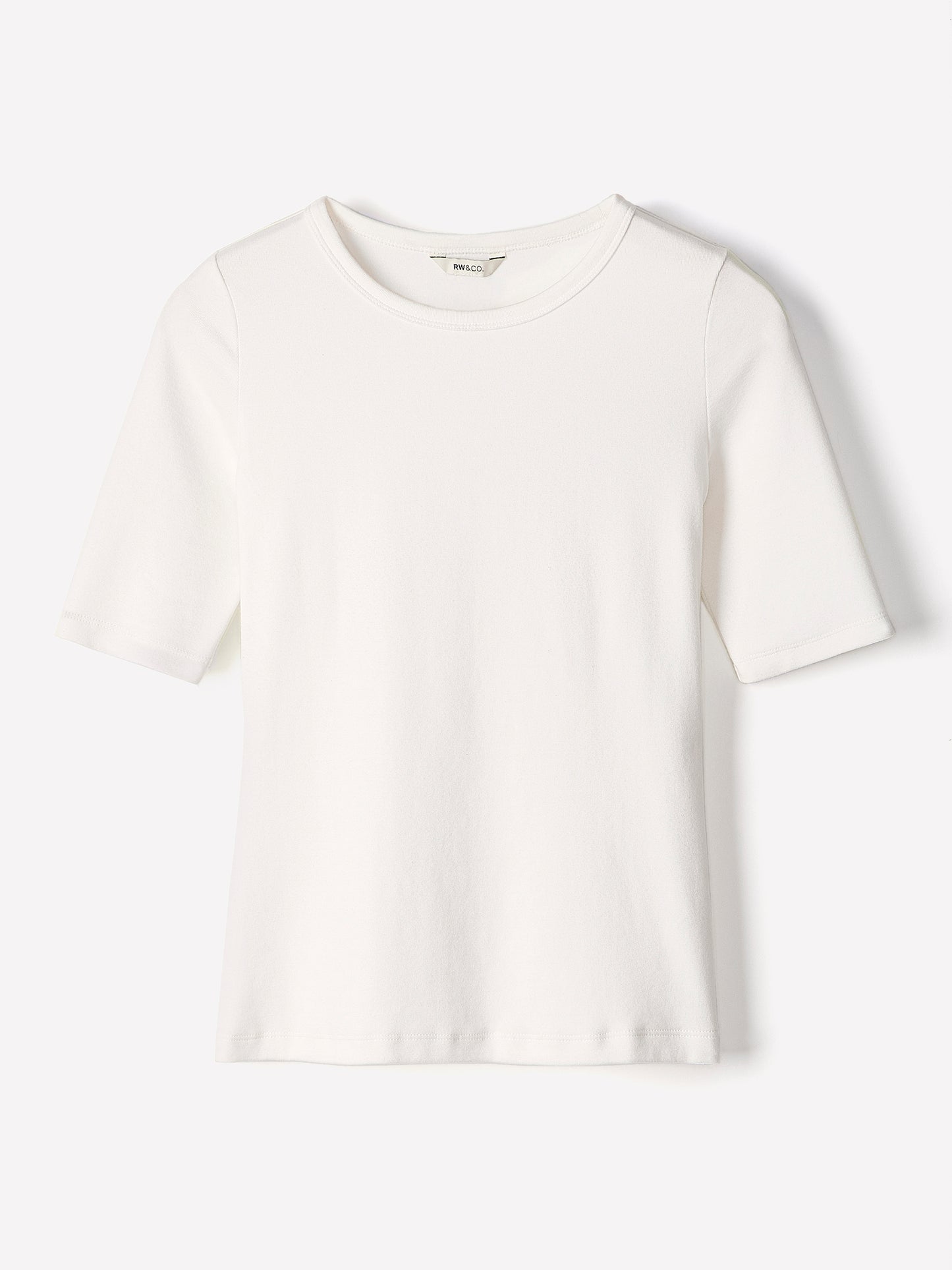 Elbow-Sleeve Crew-Neck Fitted Tee