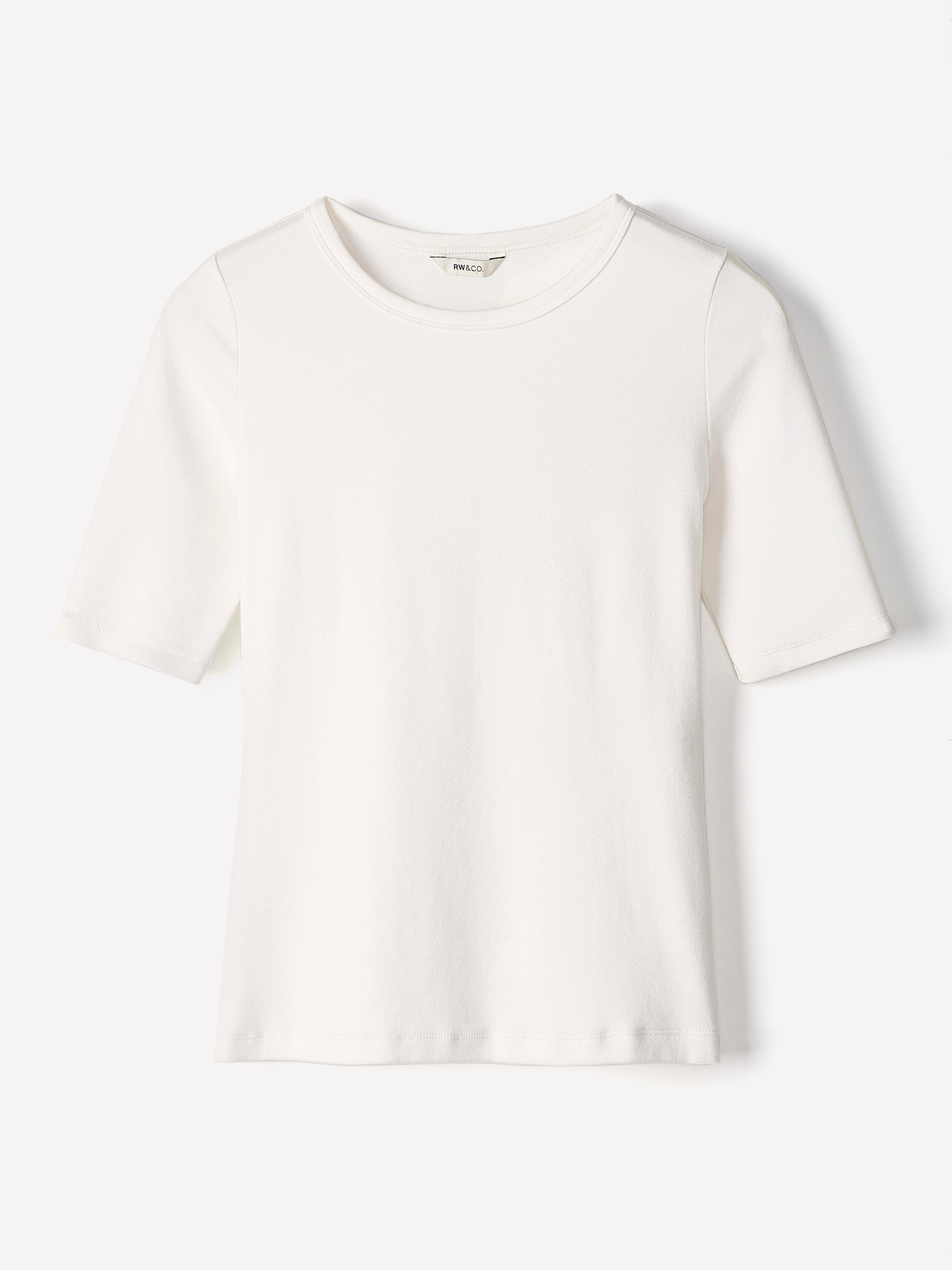 Elbow-Sleeve Crew-Neck Fitted Tee