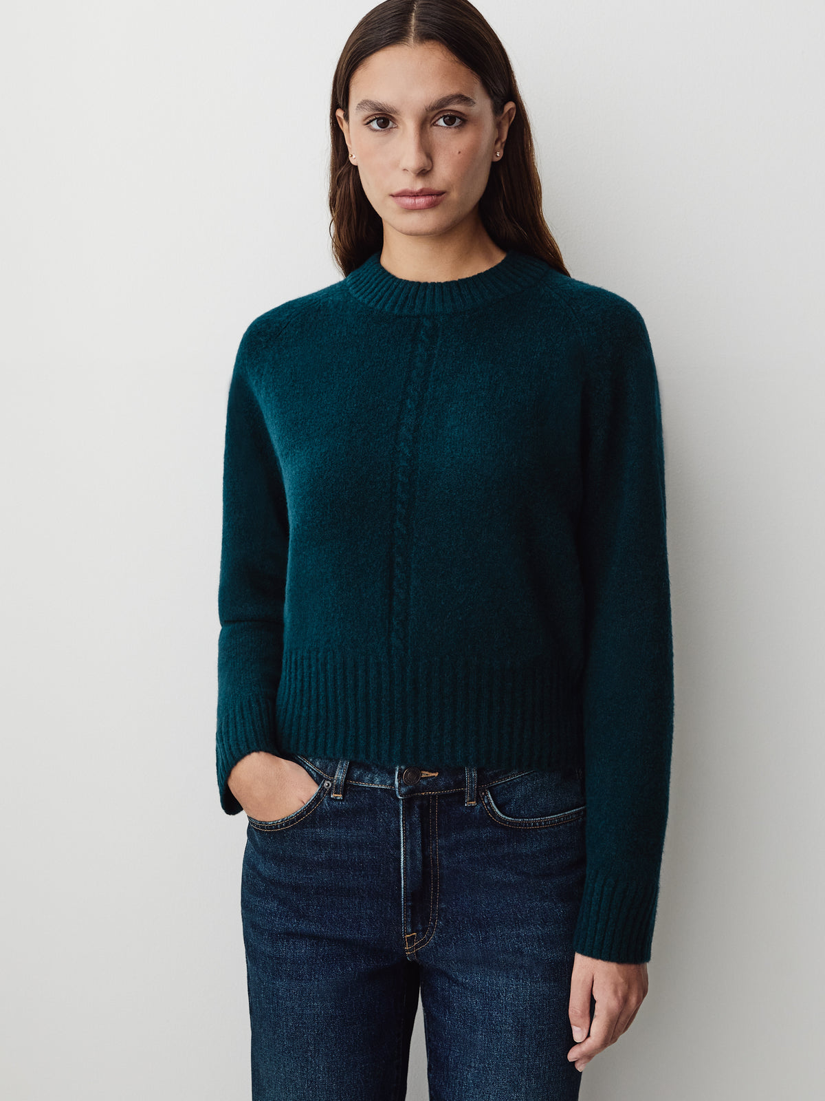 Long-Sleeve Crew-Neck Spongy Pullover