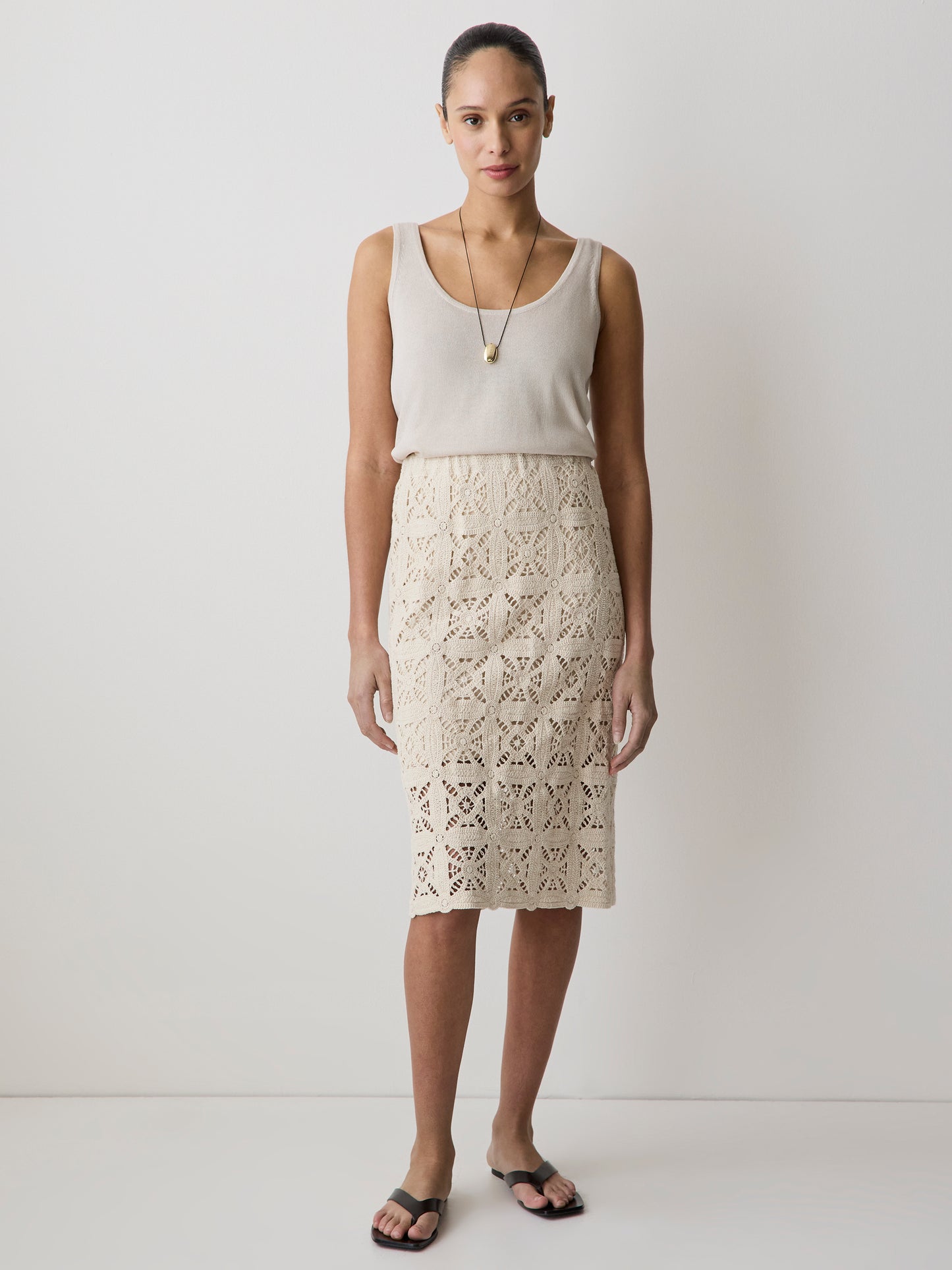 Straight Crochet Midi Skirt