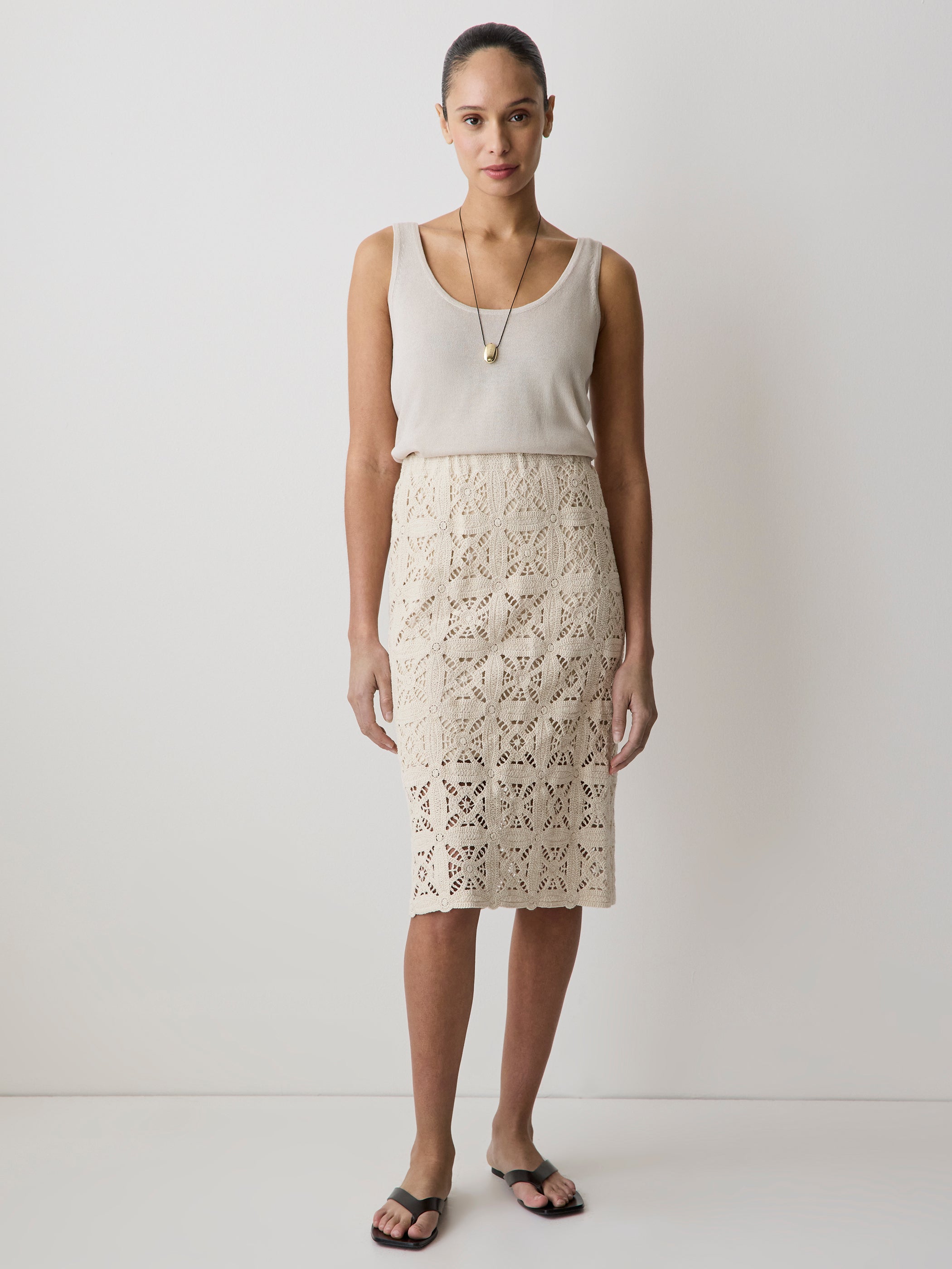 Straight Crochet Midi Skirt