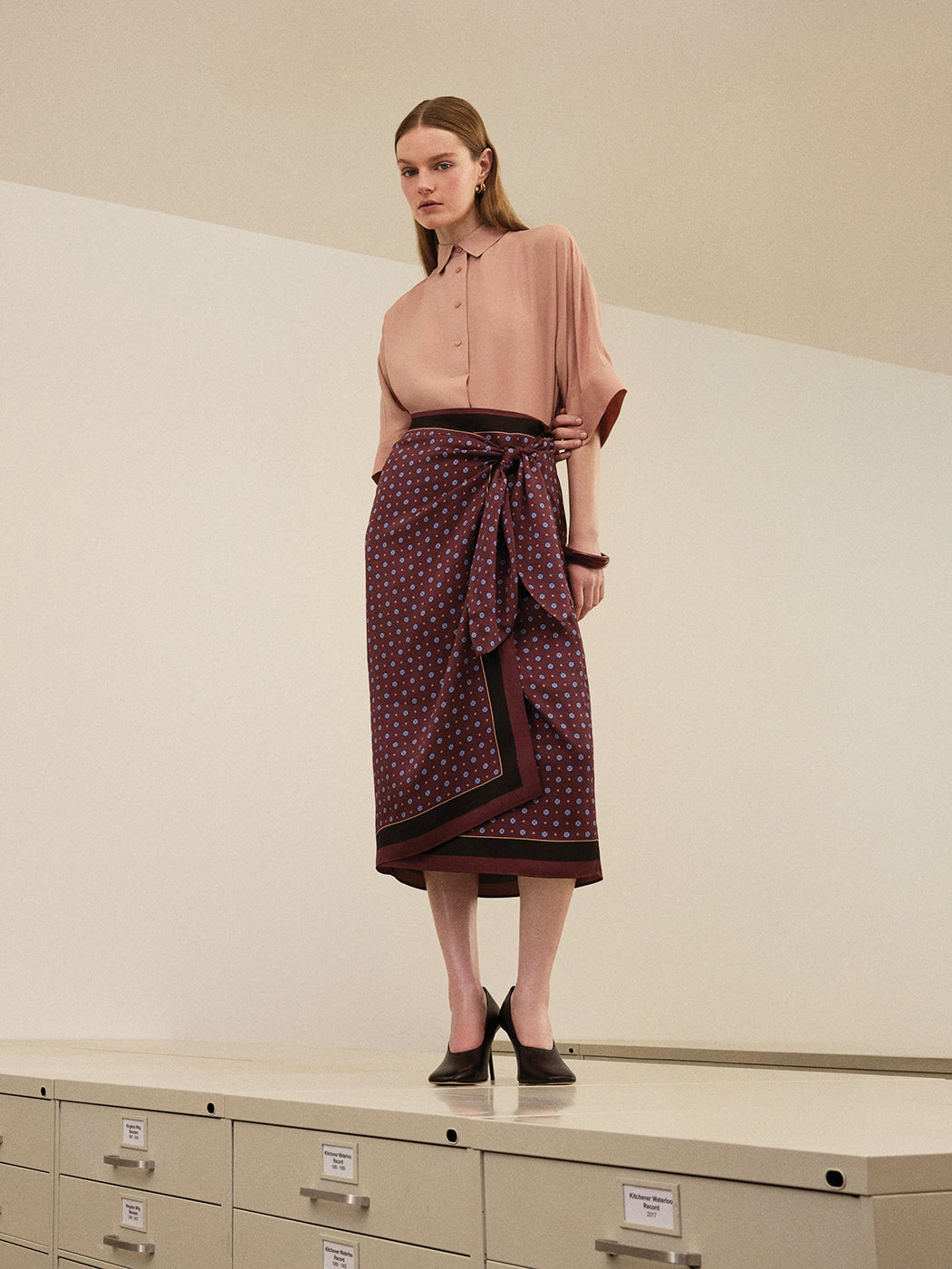 Short-Sleeve Blouse with Shirt Collar