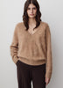 Long-Sleeve V-Neck Hairy Merino Sweater