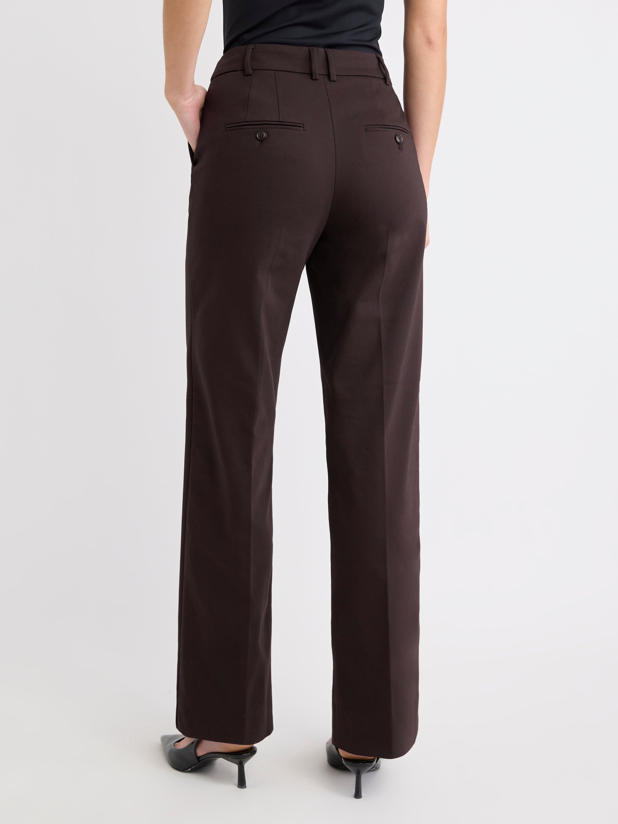 Pantalon Indispensable Signature à Jambe Large et Taille Haute