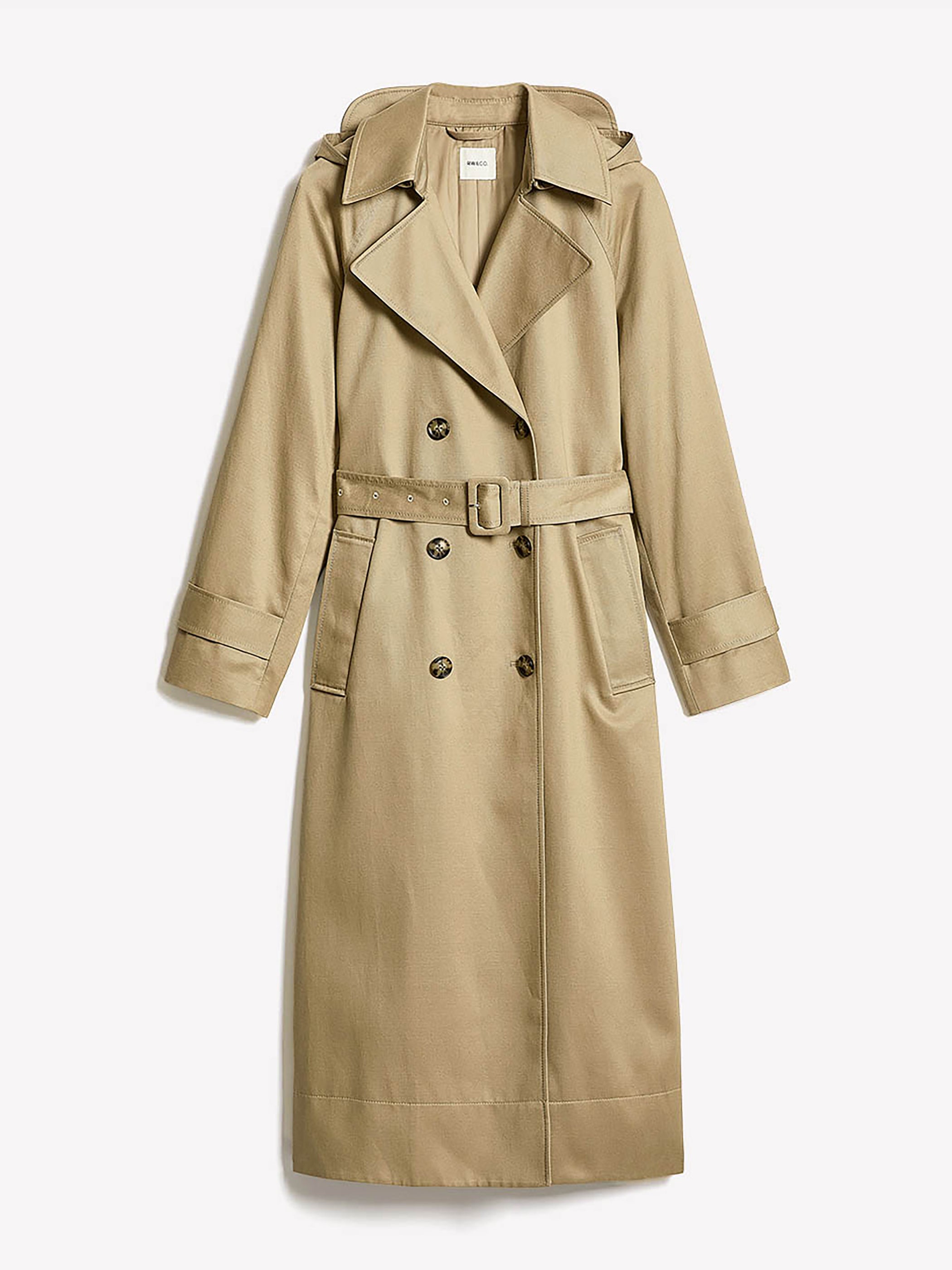 Manteau Trench Long Déperlant à Boutonnage Double