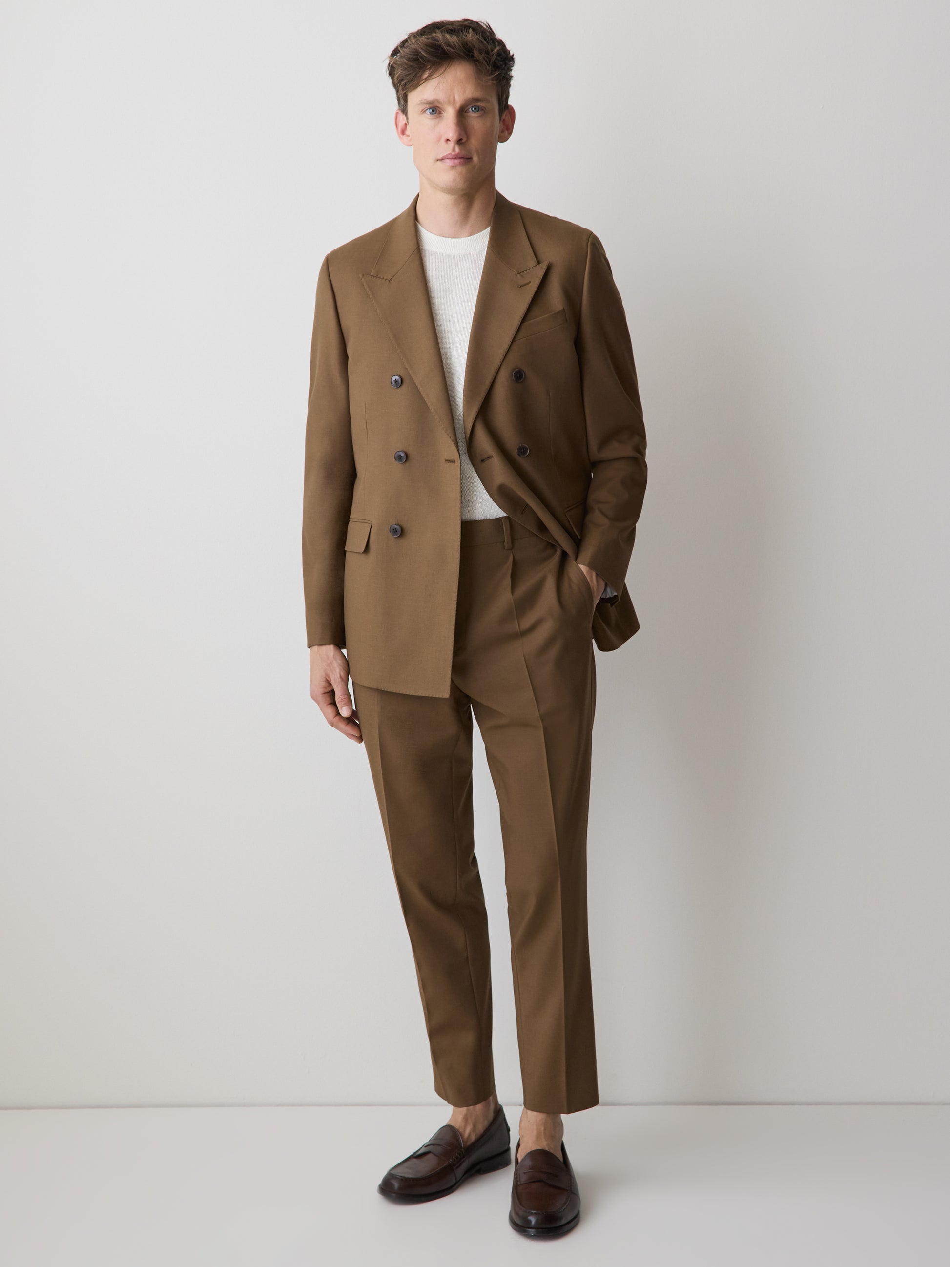 Tapered Wool Blend Mens Woven Pant