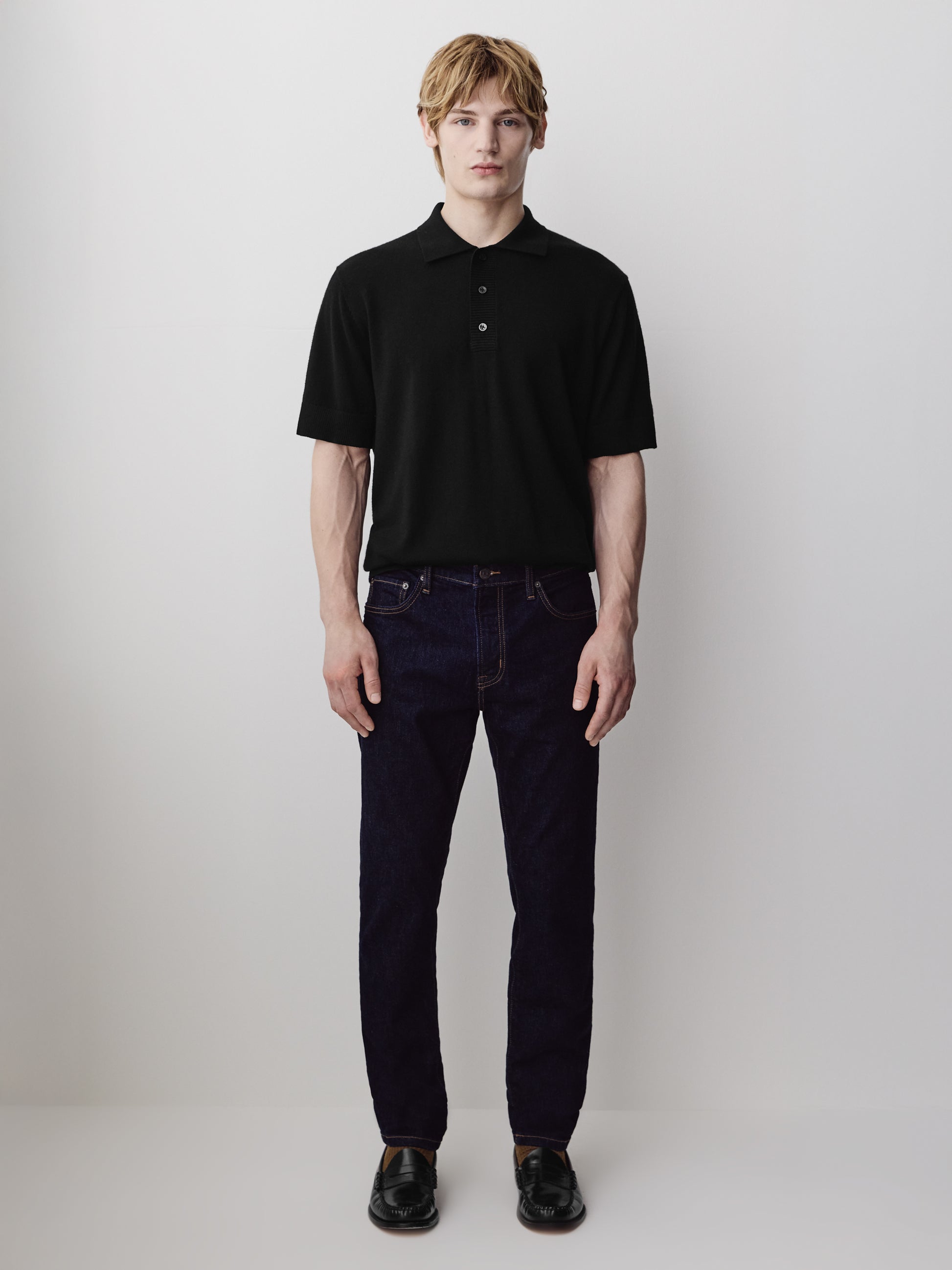 Merino Wool Polo Sweater Short Sleeve