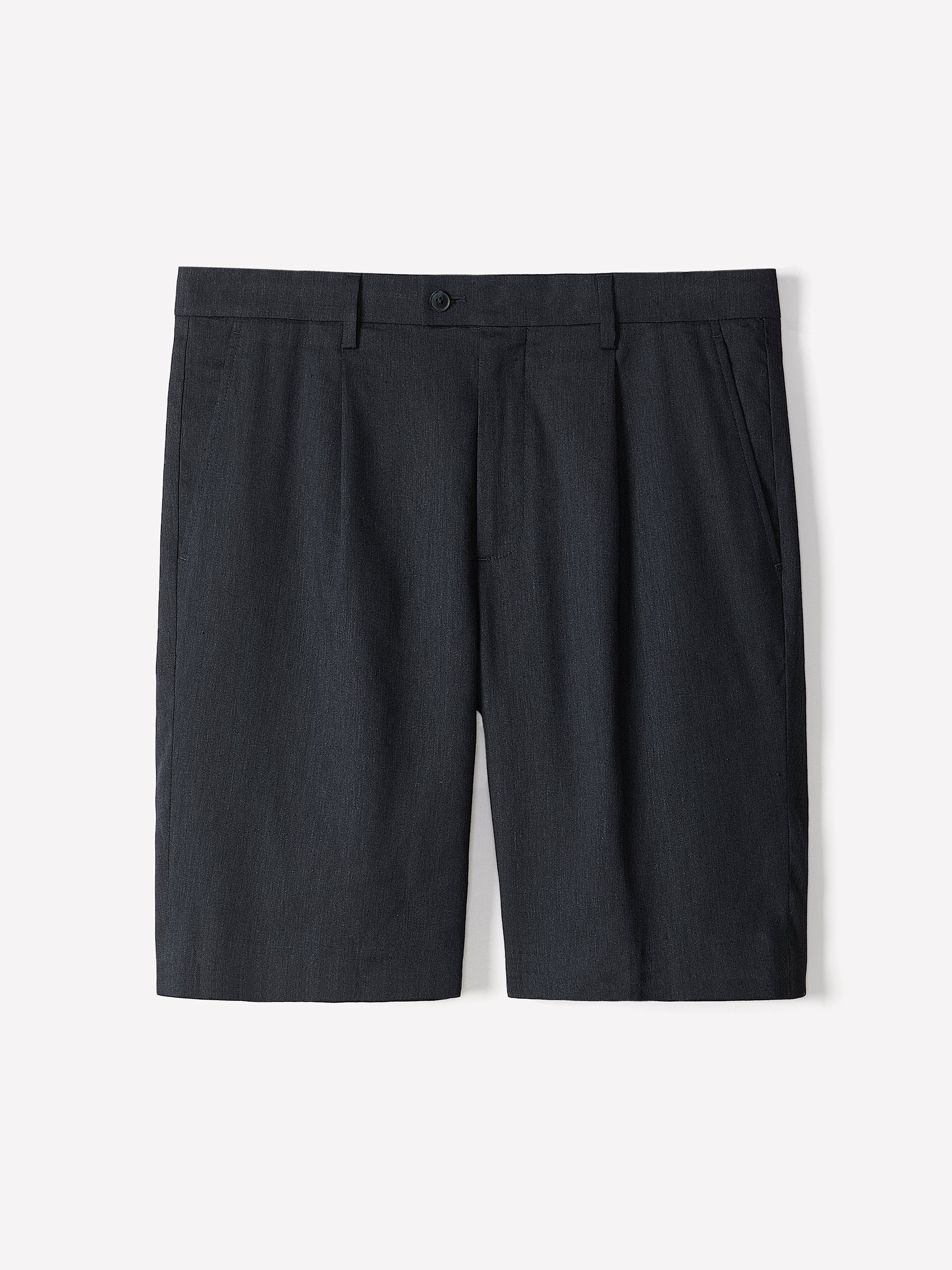 Linen-Blend Pleated Shorts