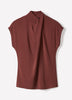Extended-Sleeve Top with Crossover Draped Mock Neckline