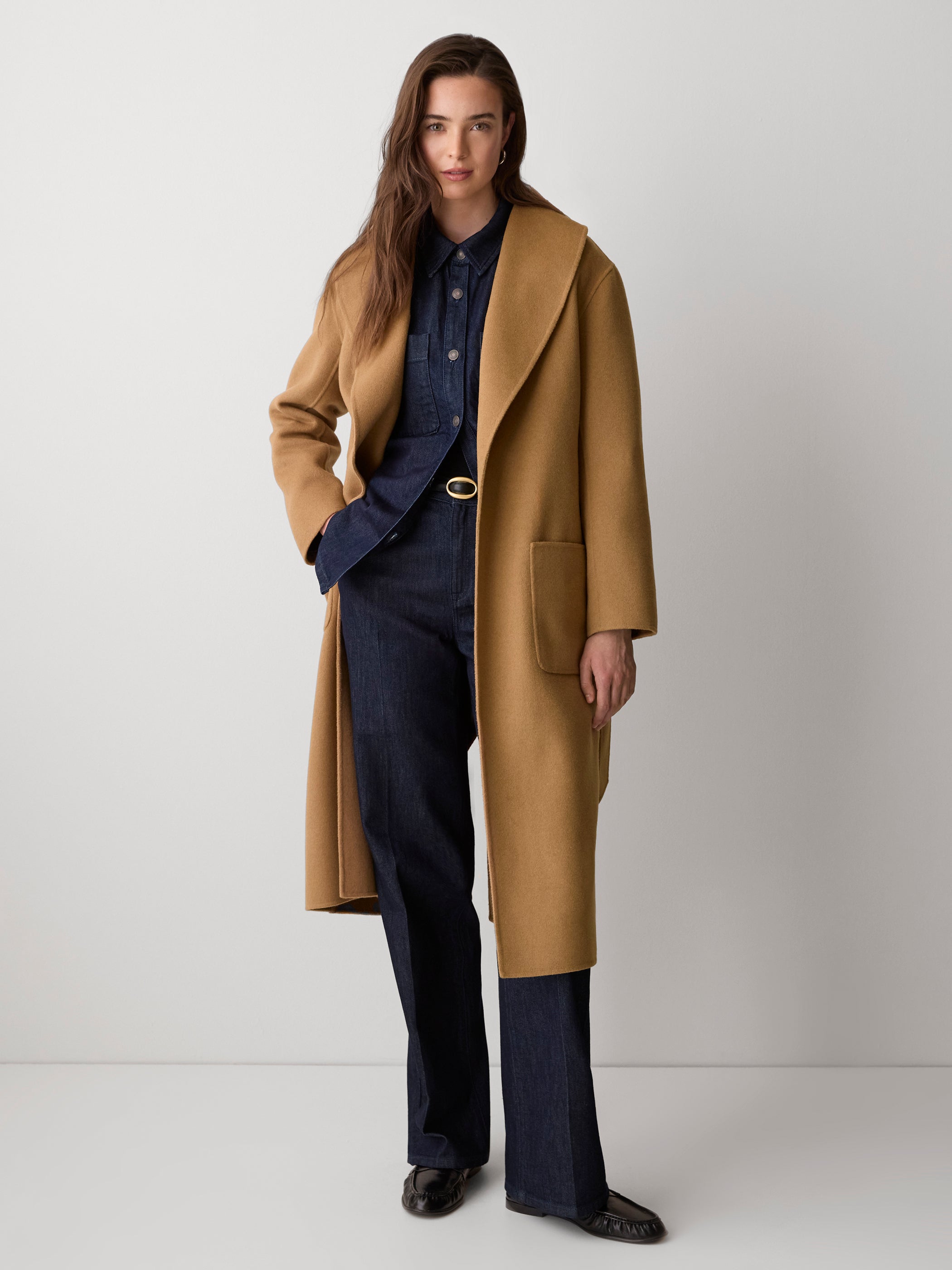 Blouse Boutonnée en Denim à Manches Longues