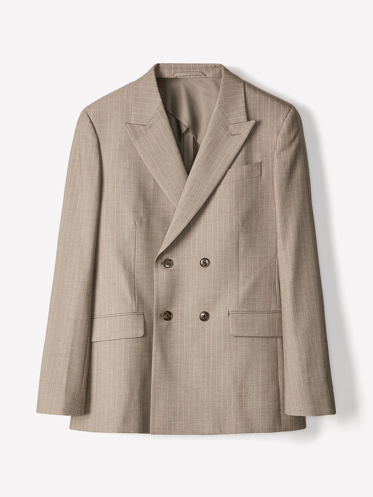 Tailored-Fit Double-Breasted Striped Suit Blazer