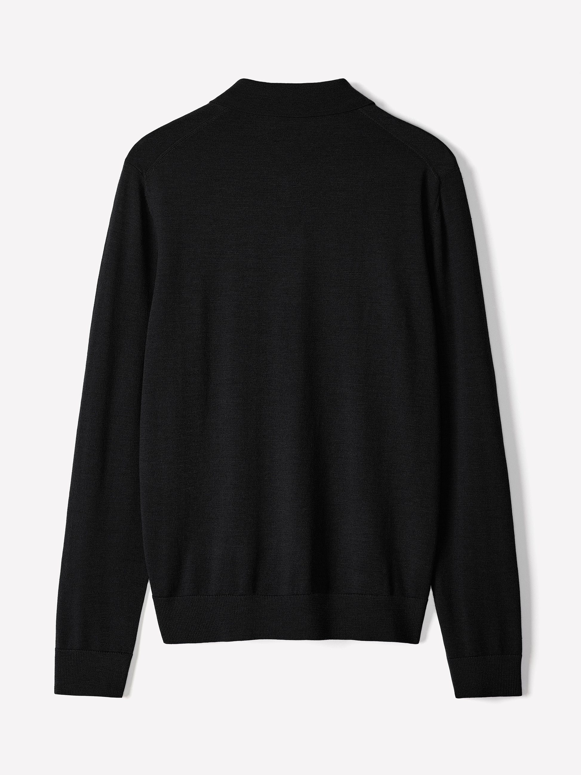 Merino Wool Knit Polo Sweater Long Sleeve