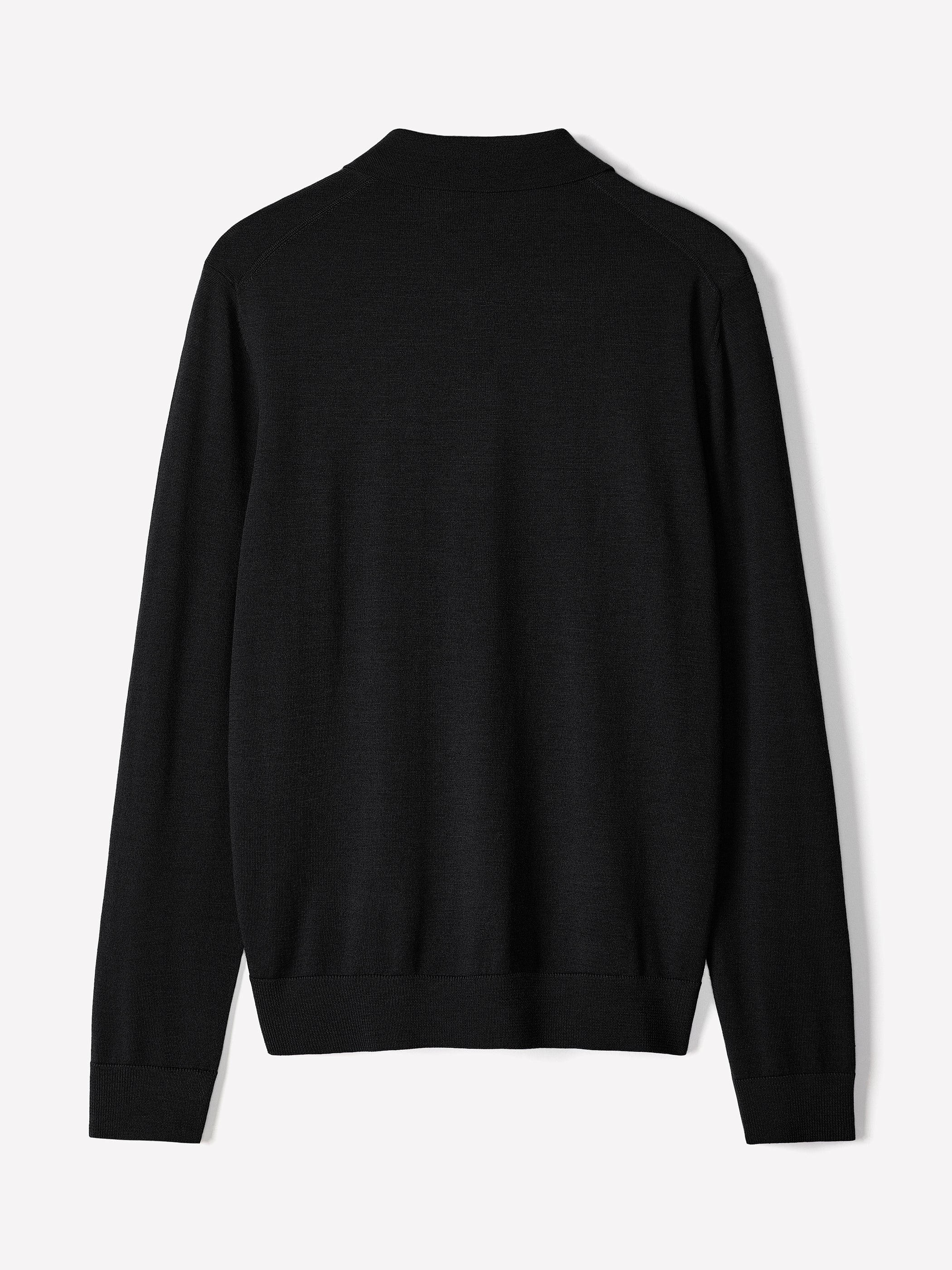 Merino Wool Knit Polo Sweater Long Sleeve
