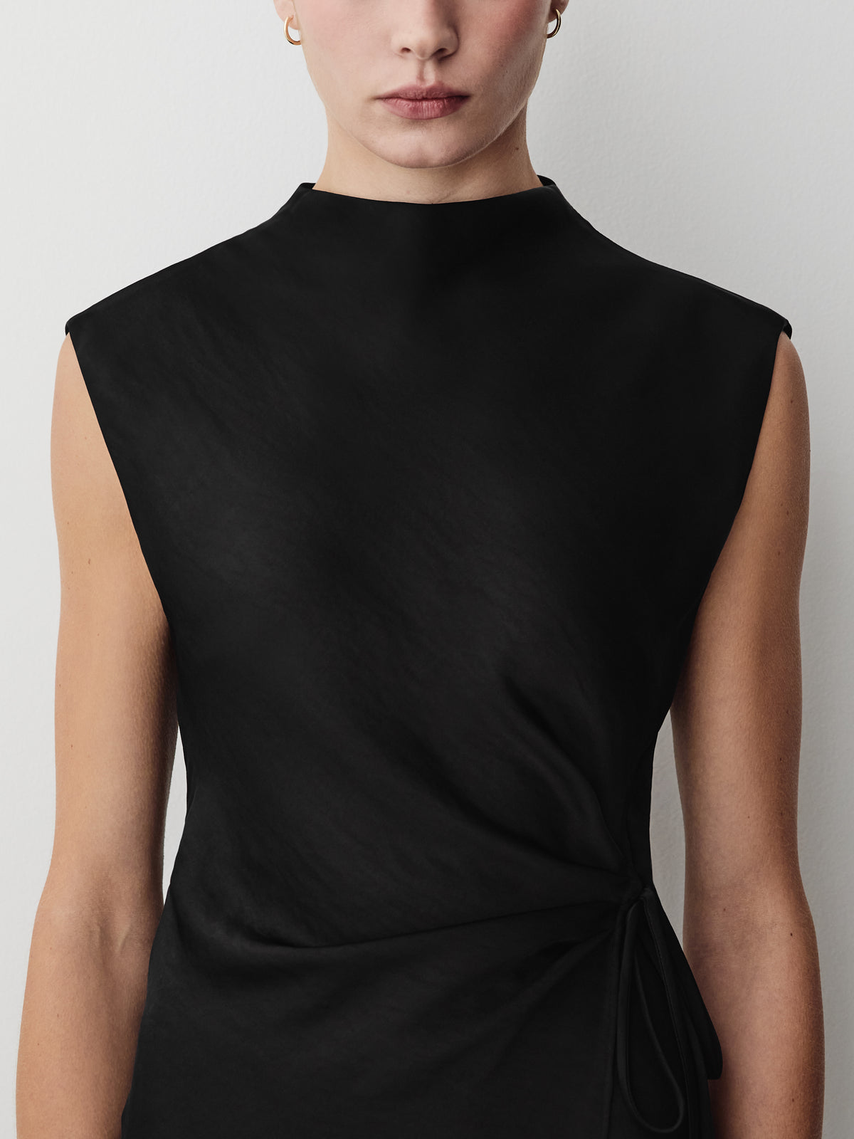 Satin Wrap Dress With Front Tie
