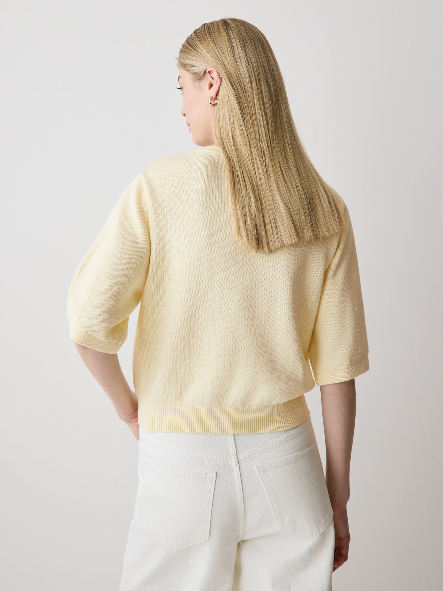 Knit Cotton Cardigan with Elbow Patches