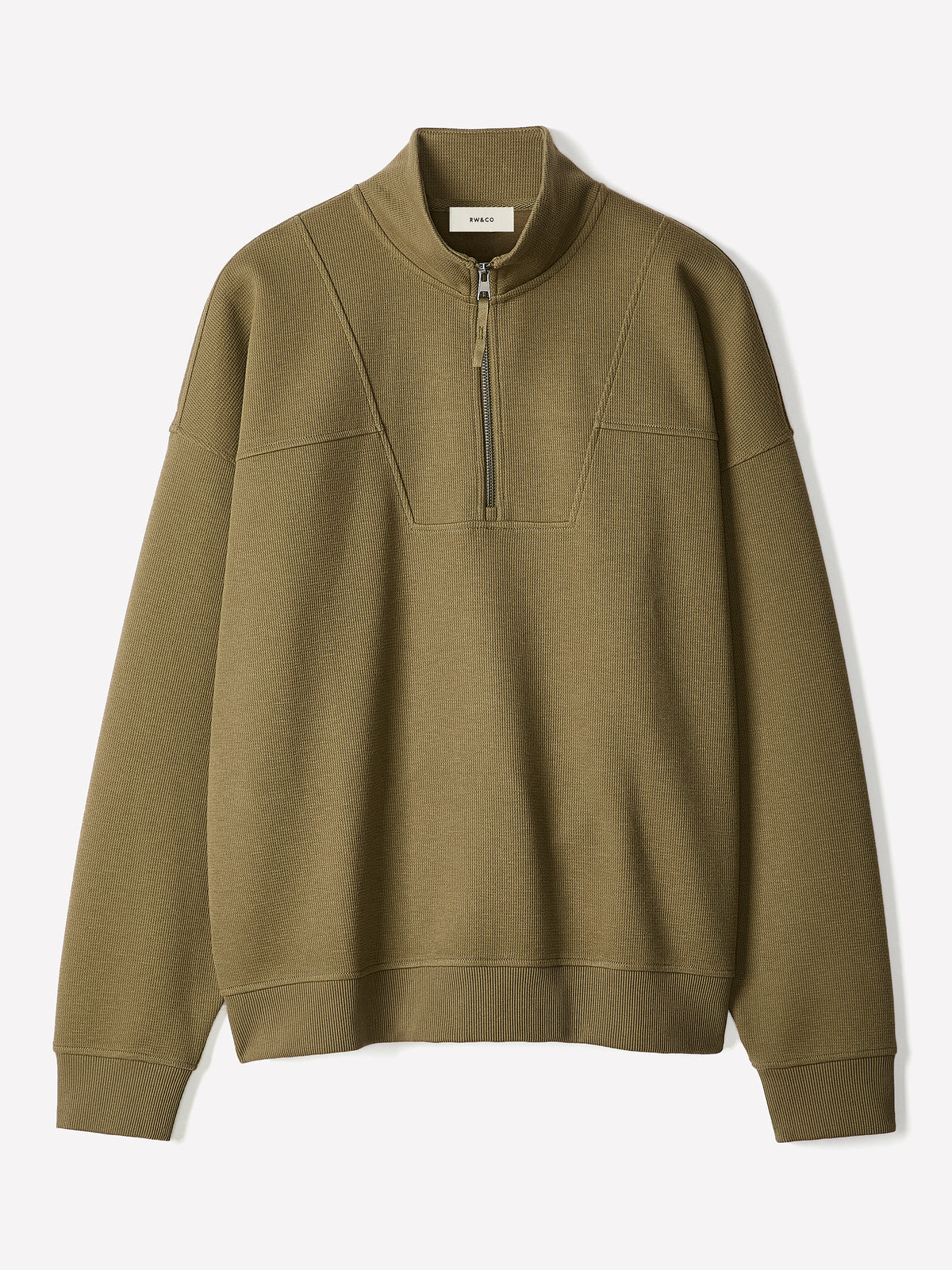 Long-Sleeve Half-Zip Mock-Neck Waffled Sweater
