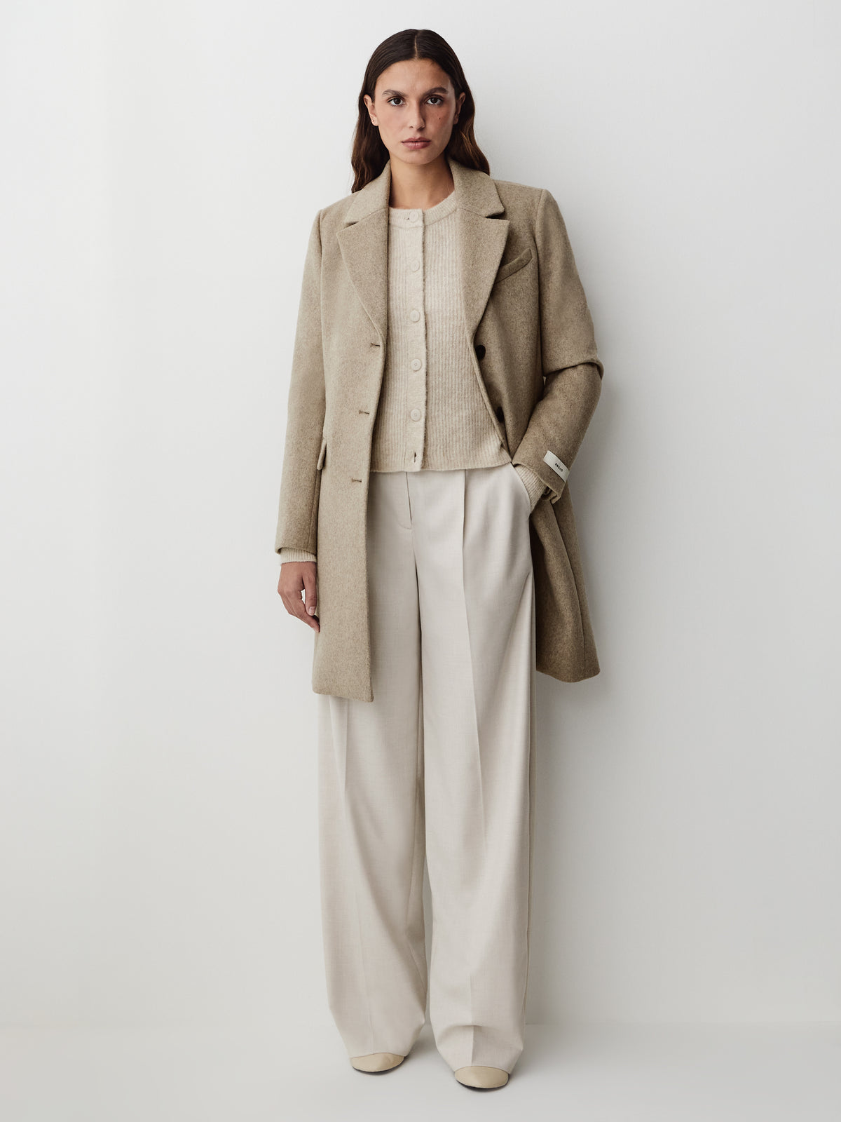 Wool-Blend Long-Sleeve Crew-Neck Cardigan